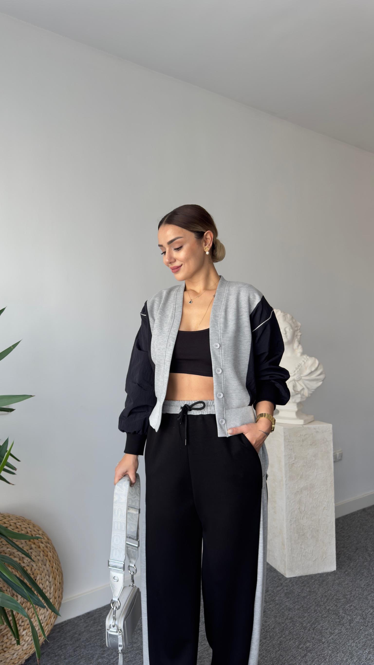 Ara Biyeli Paraşüt Detay Ceketli Takım