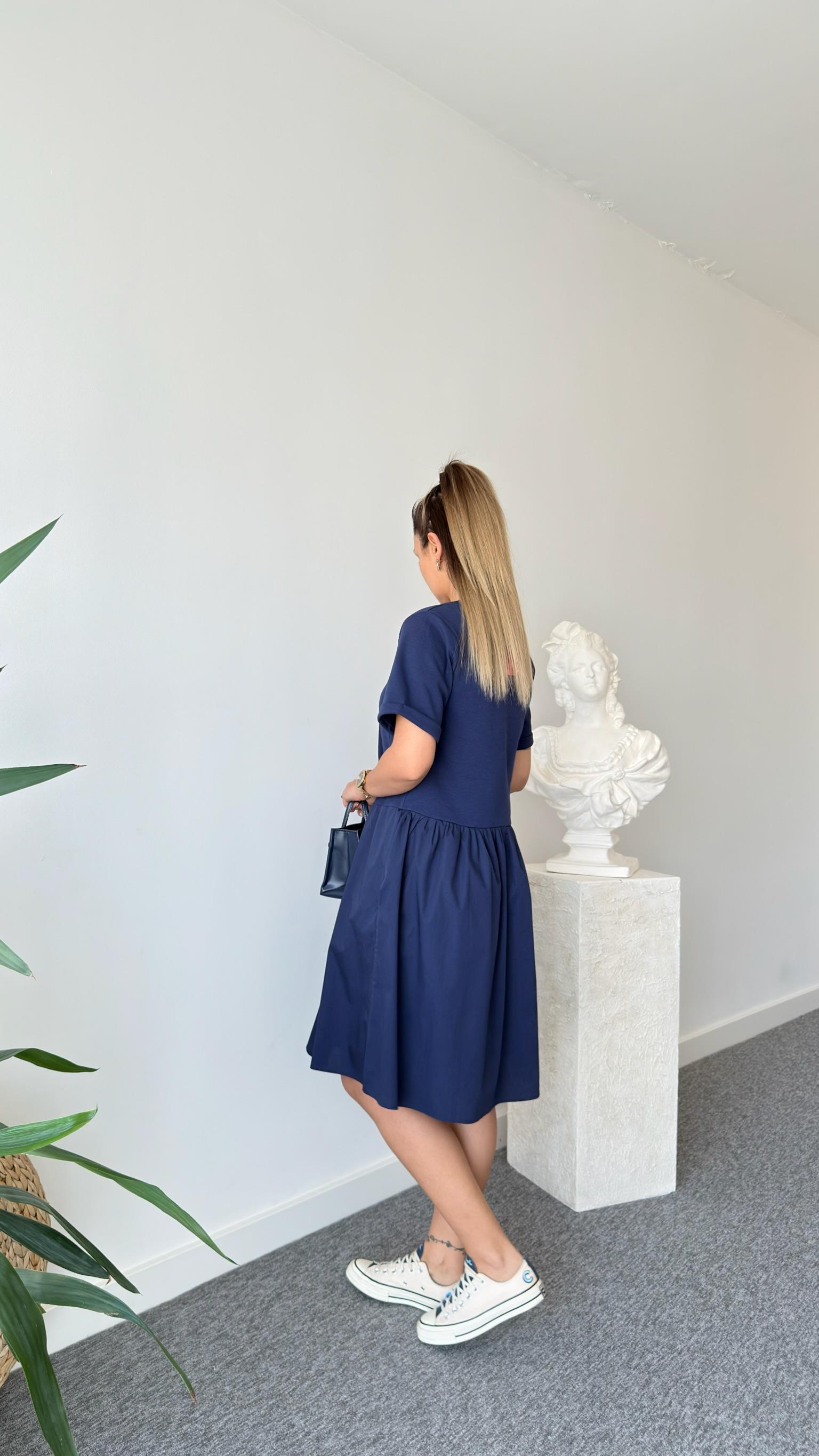 Lacivert Ronse Marka Model Garnili Elbise 