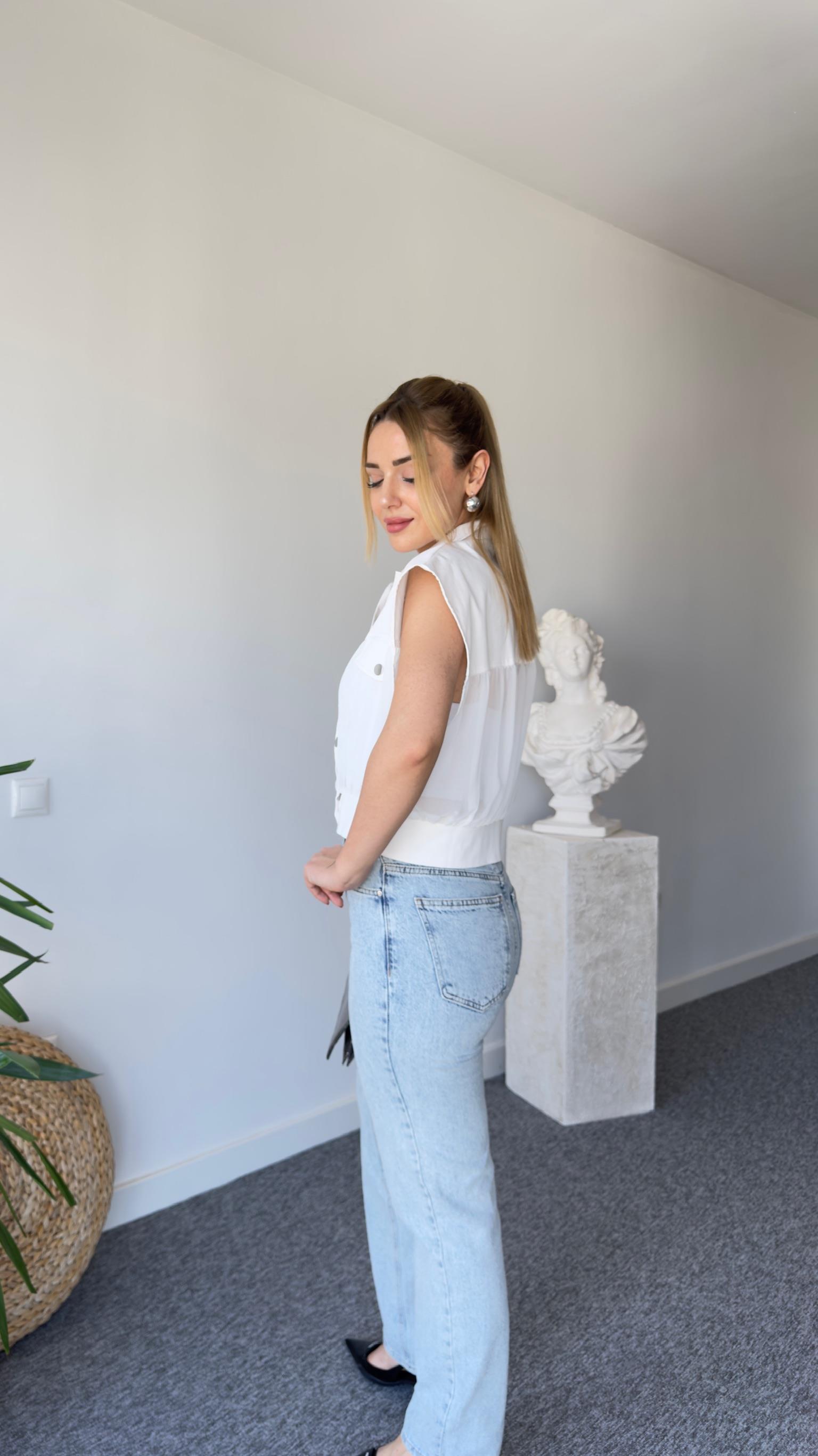 Tül Detaylı Tws Model Beyaz Yelek