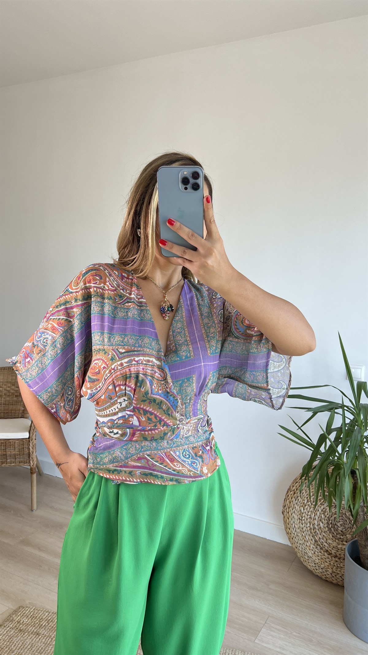 Şal Desen Marka Model Şifon Bluz 