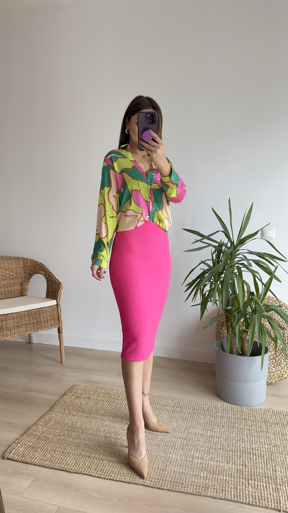 Pembe Midi Boy Etek