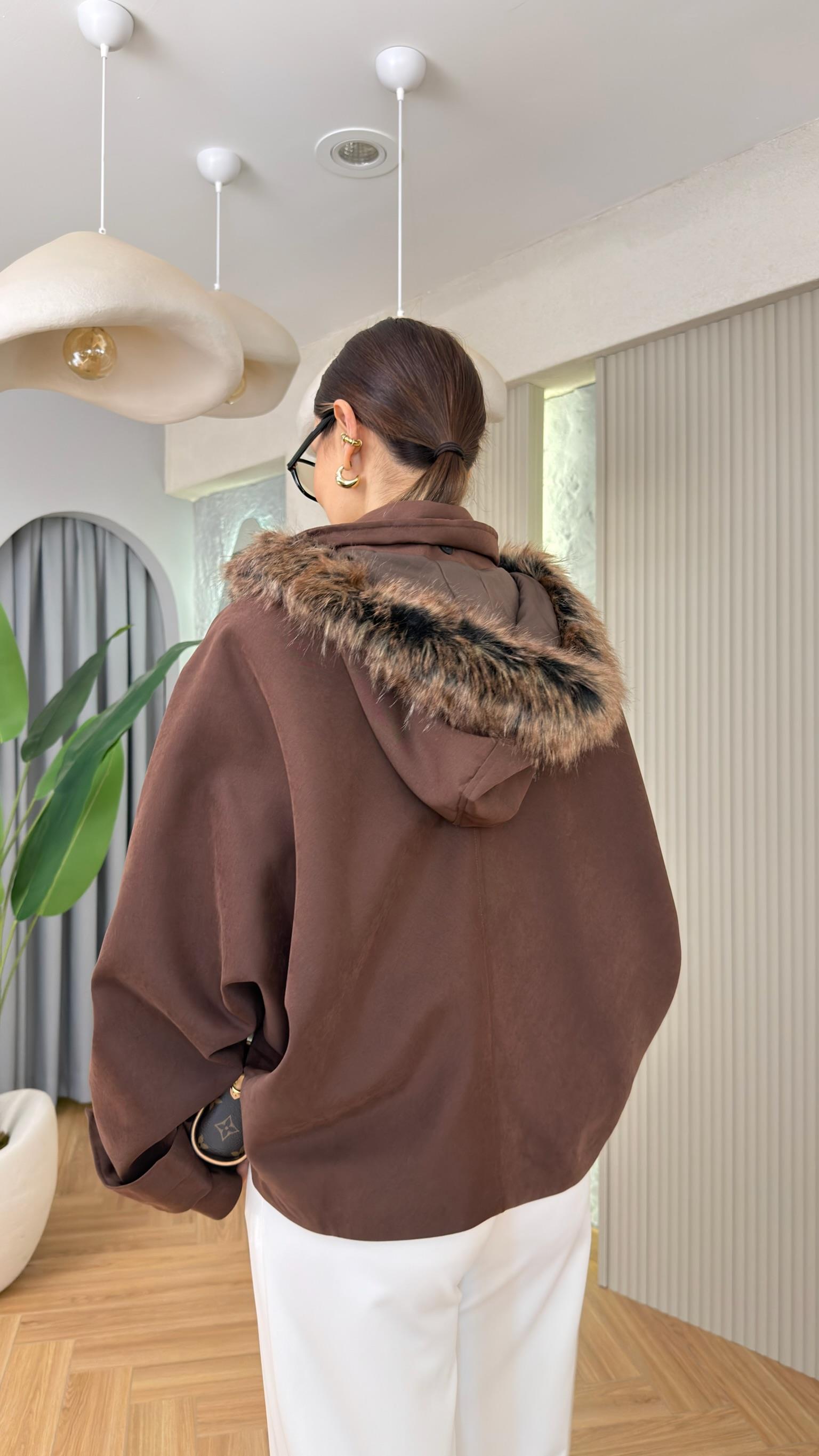 Kahve Noxie Çıkartılabilir Kapüşonlu Parka