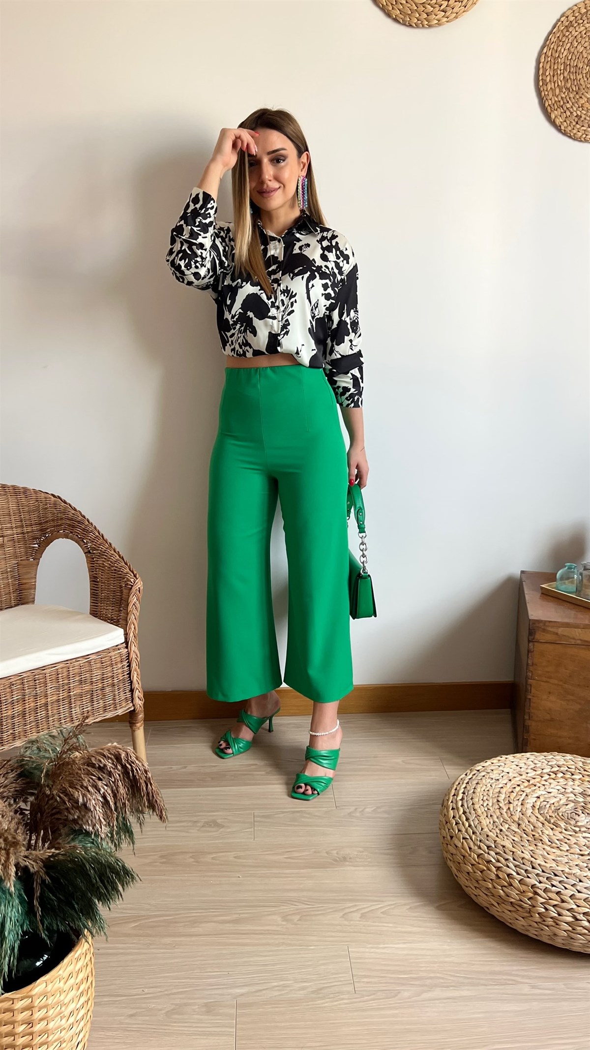 Yeşil Culotte Pantolon
