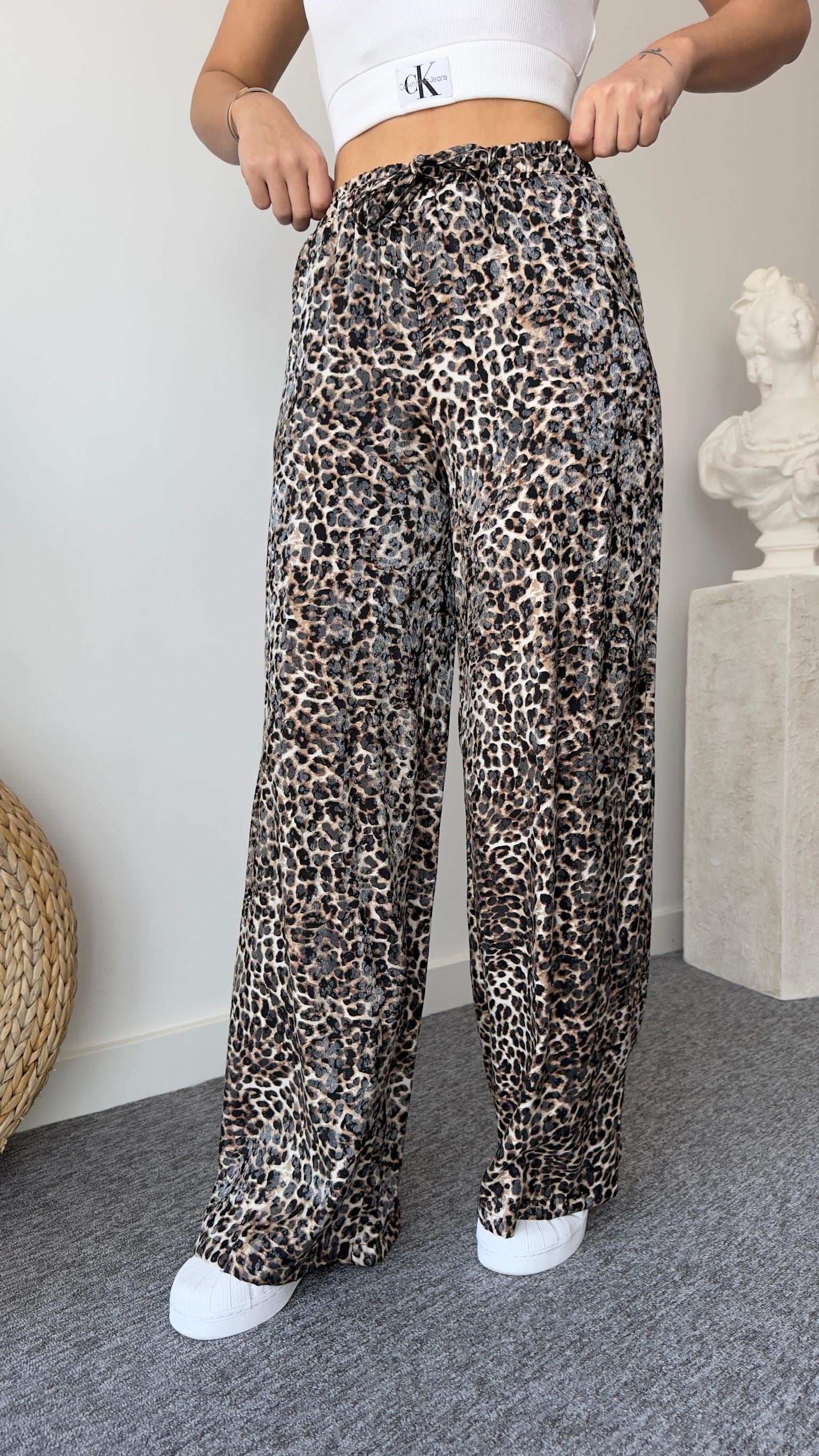 Corre Bel Lastikli Leopar Desen Pantolon