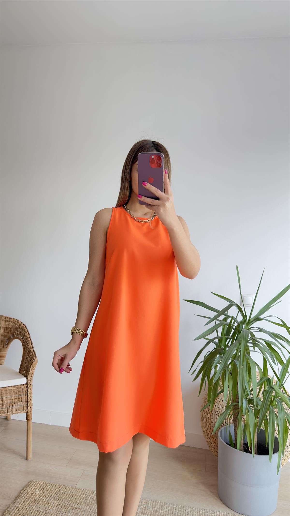 Marta Kolsuz Turuncu Basic Elbise 