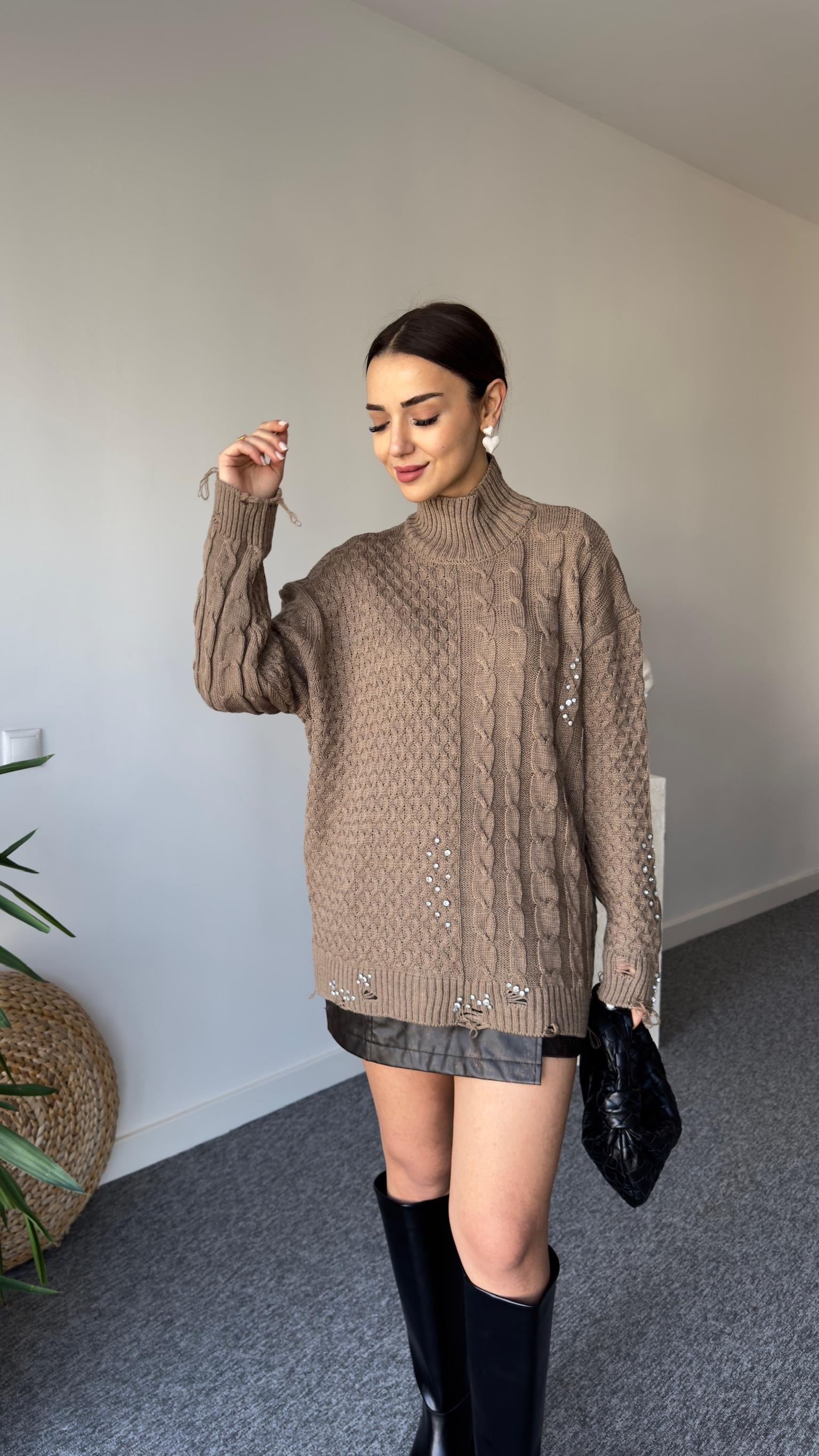 Orj Model Taşlı Balıkçı Kazak