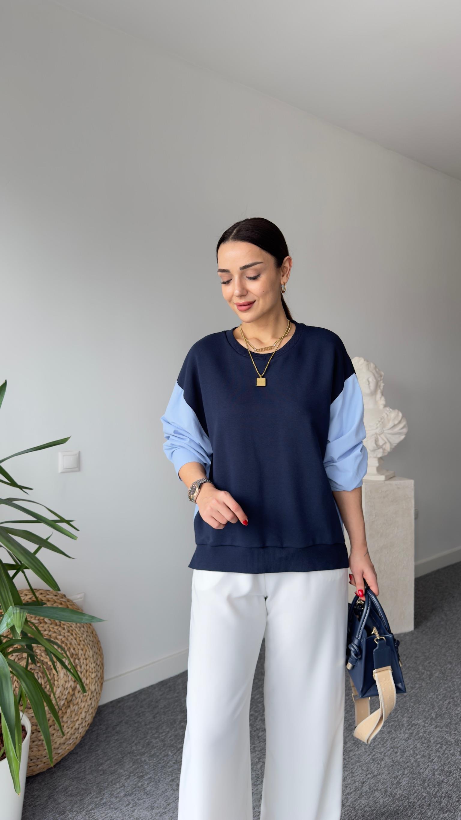 Mandy Sırt Poplin Lacivert Sweatshirt
