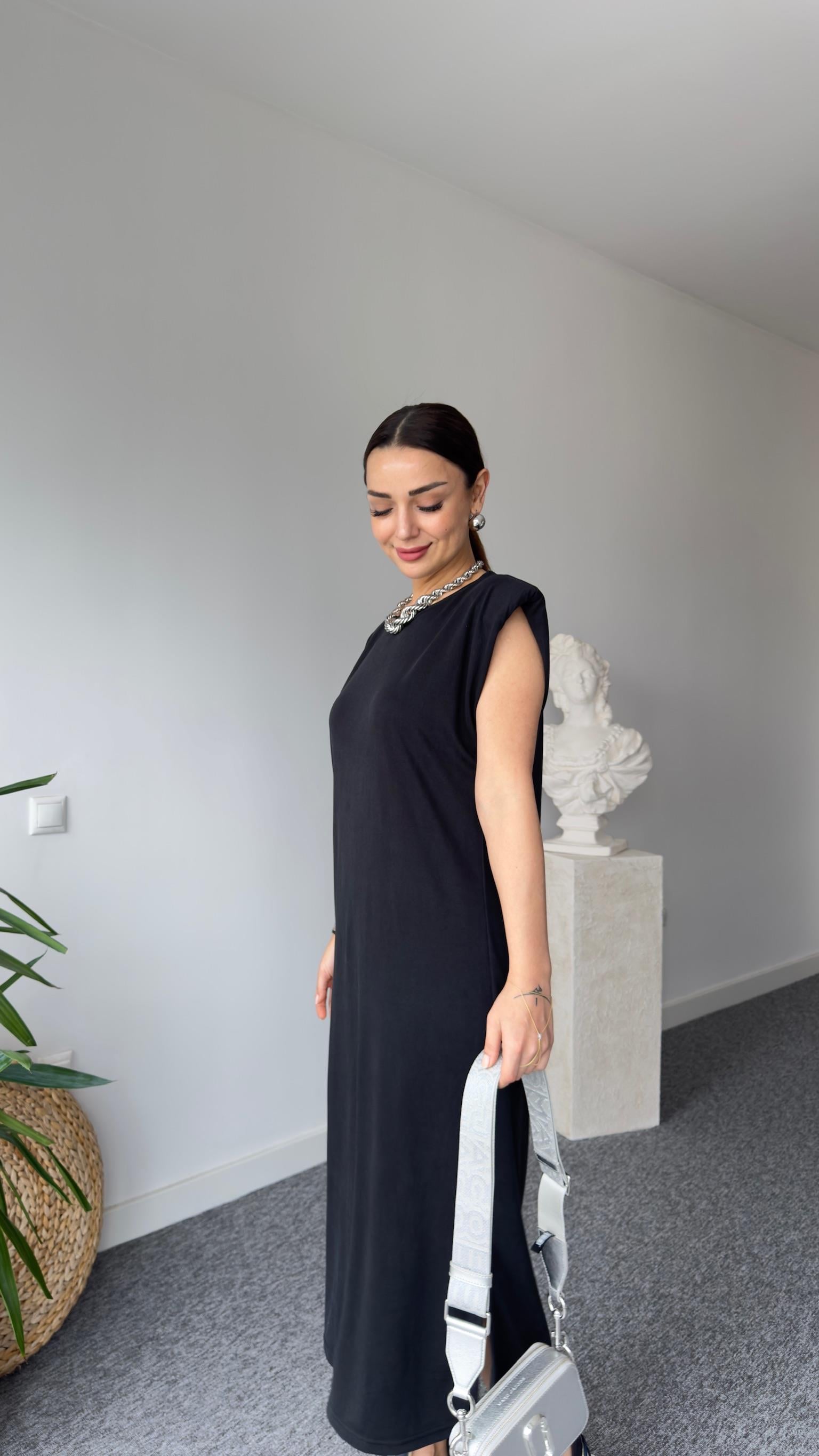 Modal Kumaş Yırtmaçlı Basic Elbise