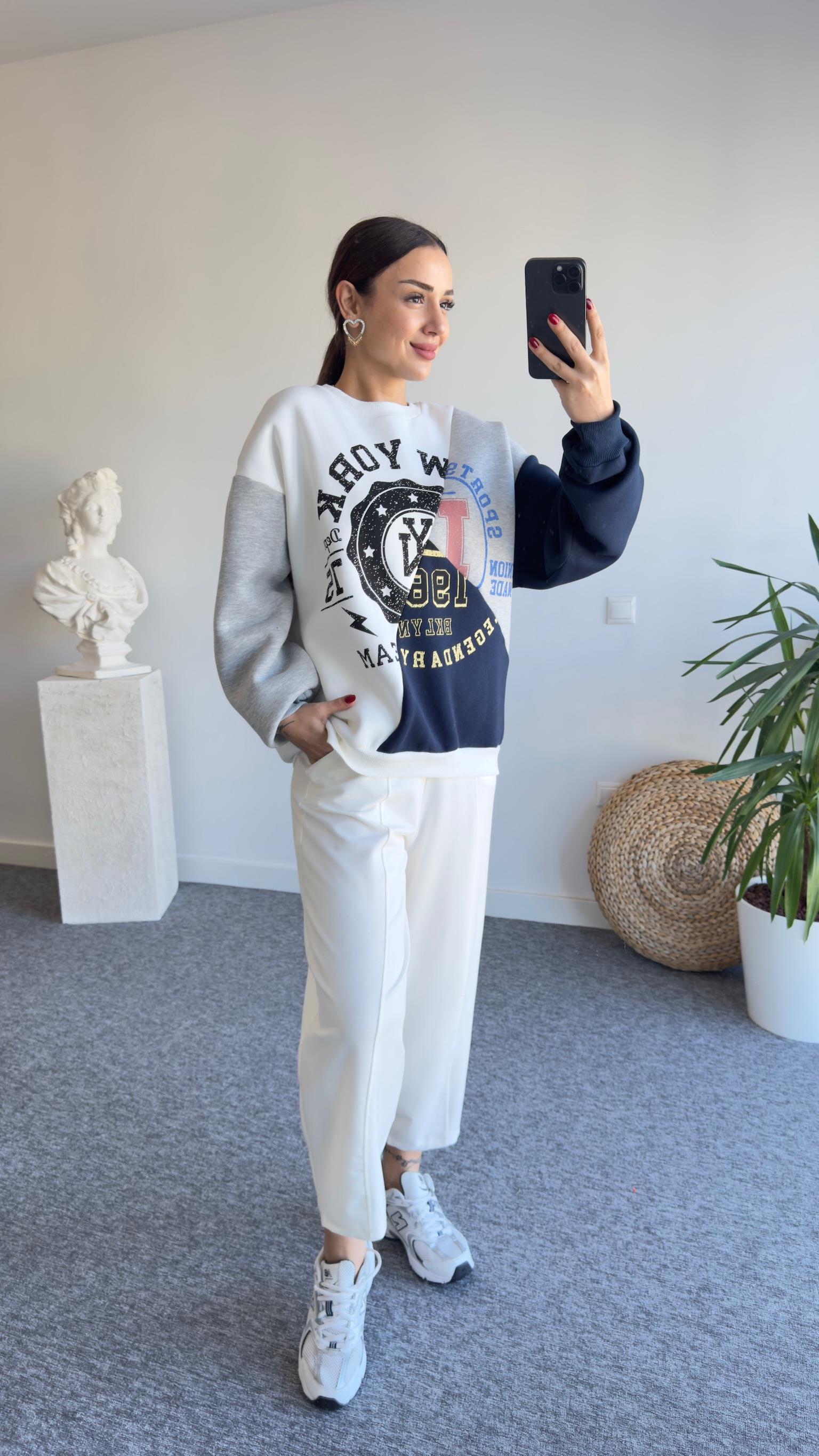 Bread Çift Renk Baskılı Sweatshirt