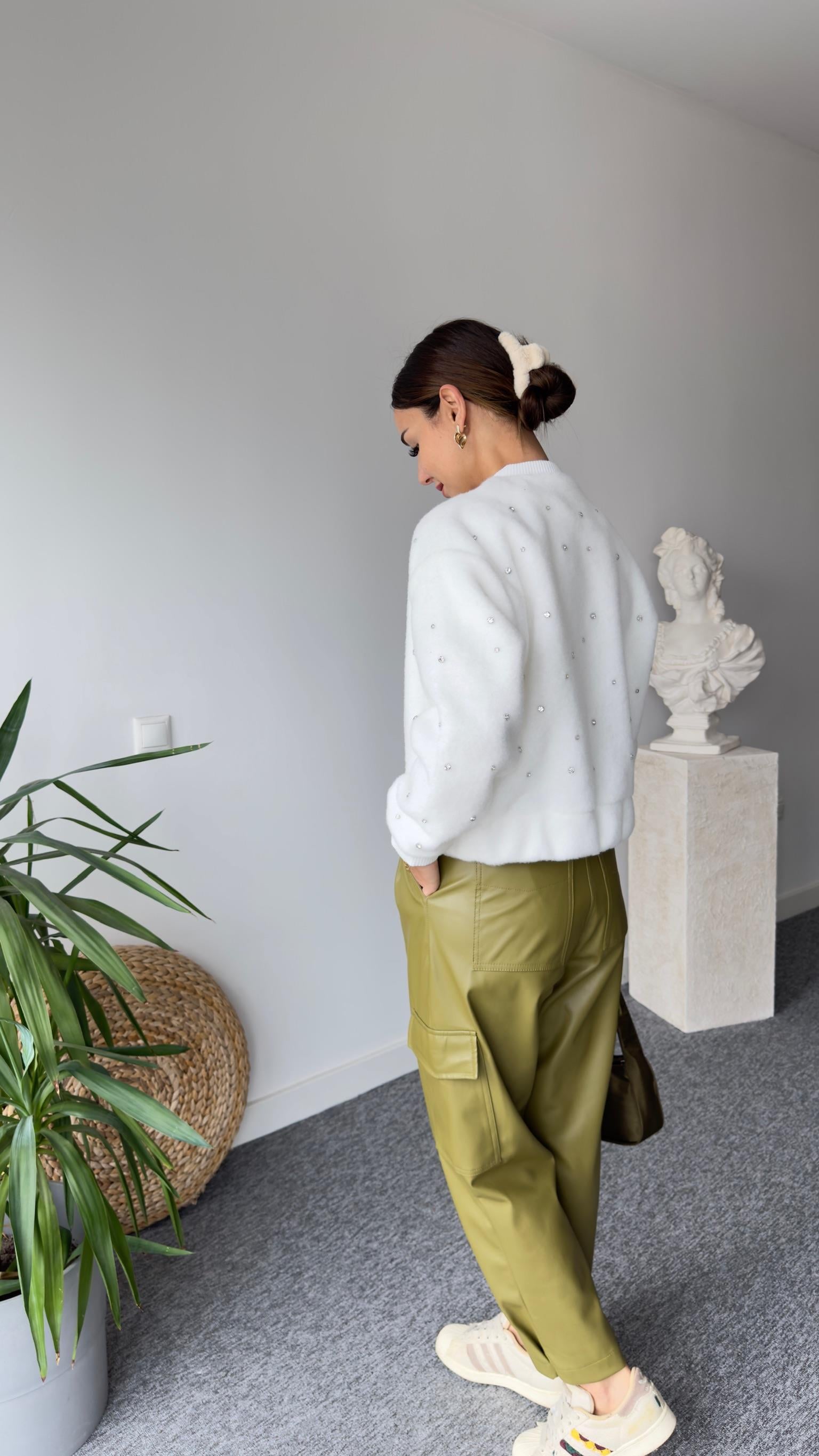 Cylie Zra Model Taşlı Ekru Bomber Ceket