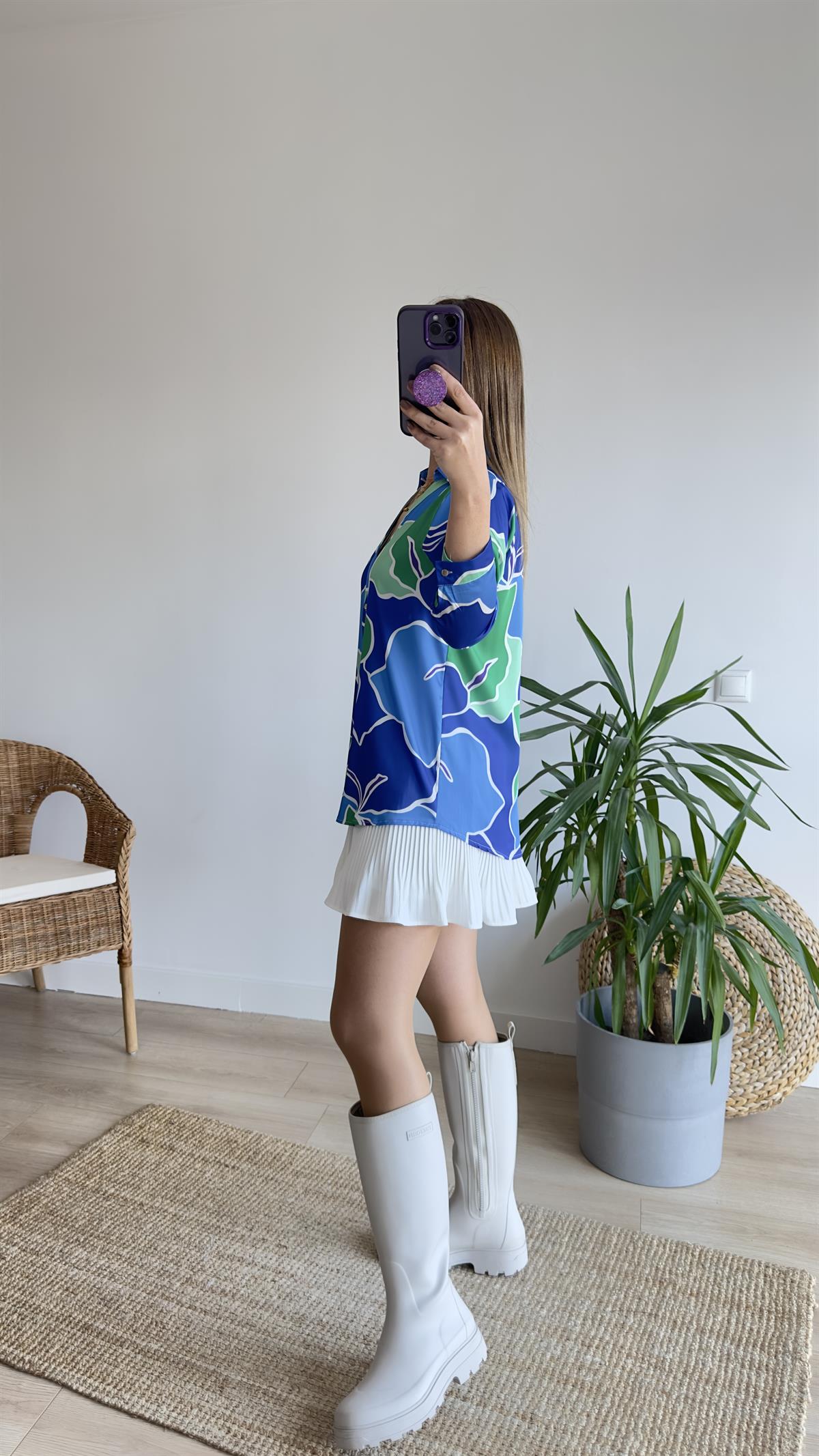 Mery Zra Model Mavi Desen Gömlek