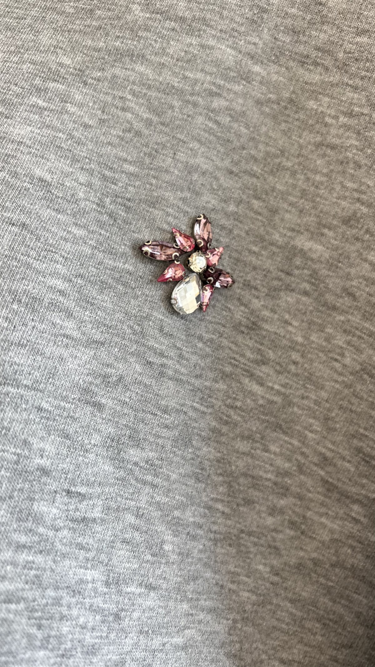 Renkli Taş İşlemeli Gri Sweat