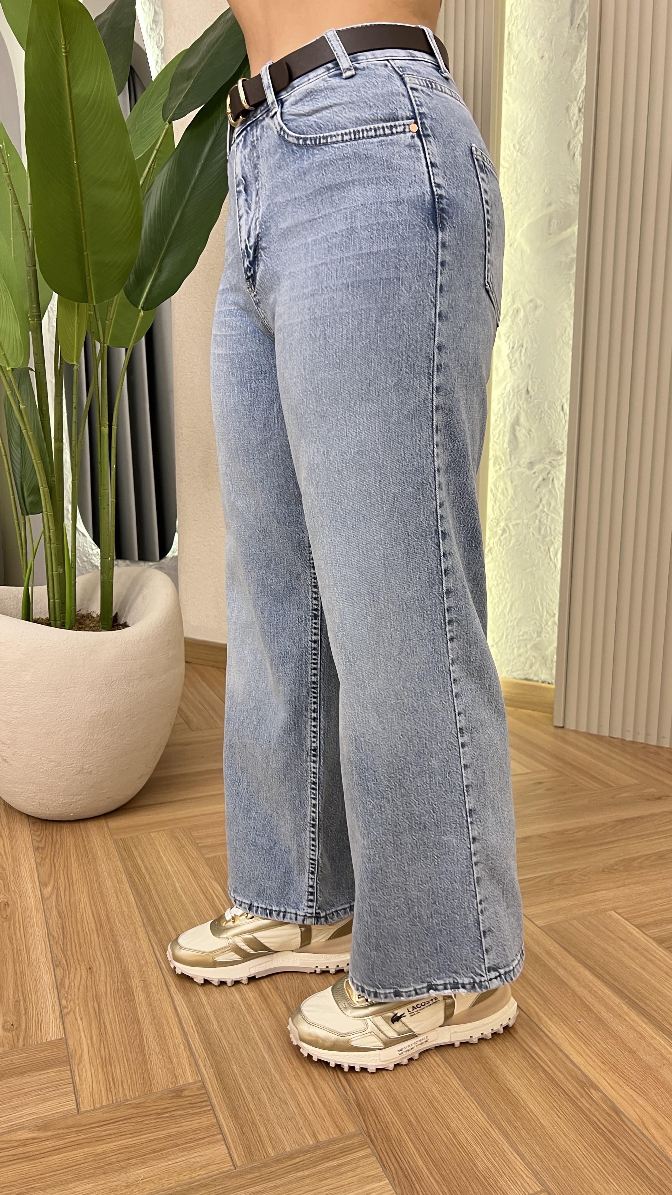 Mavi Gina Kemer Detaylı Wide Leg Jean