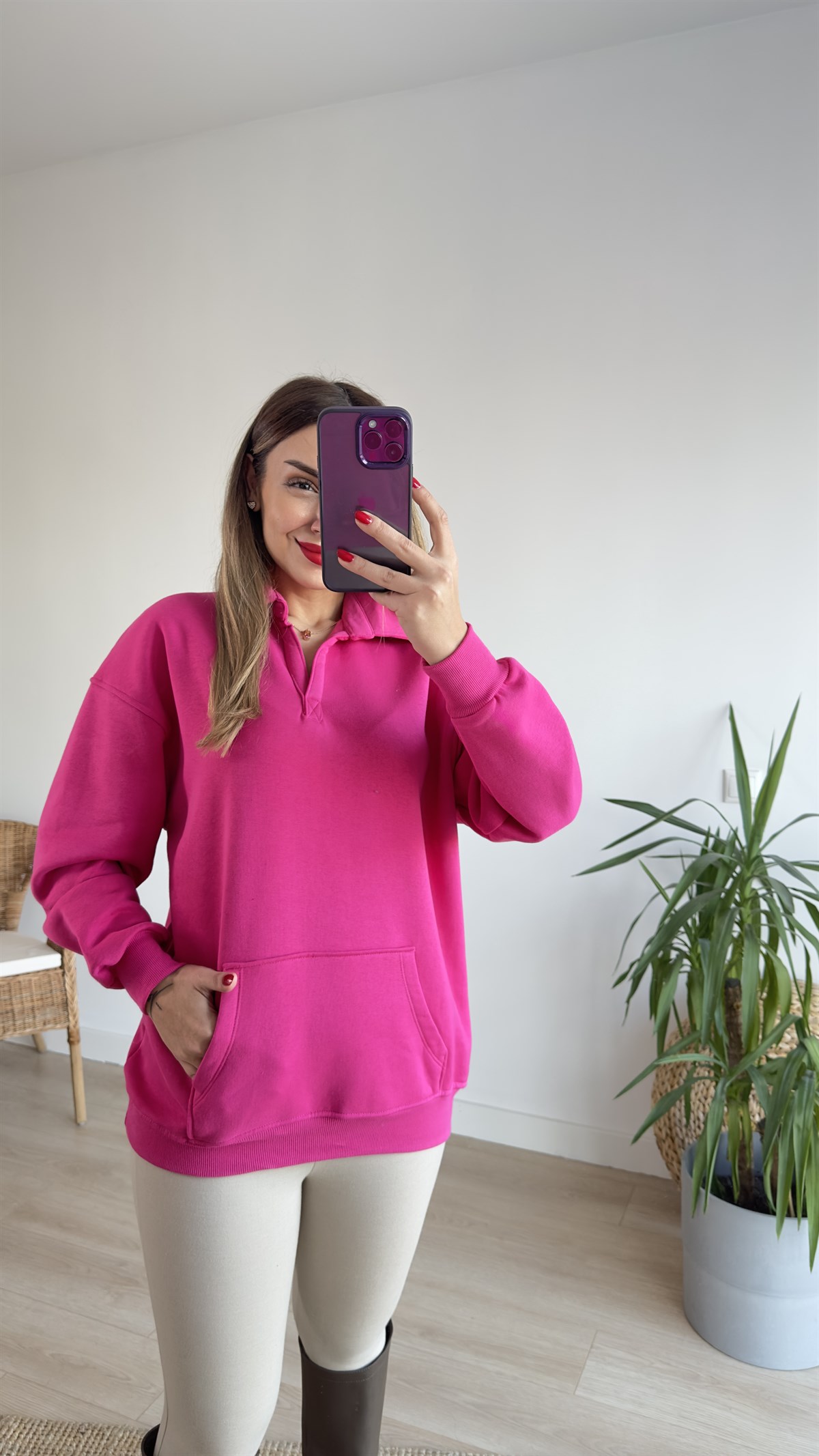 Polo Yaka Pembe Basic Sweat