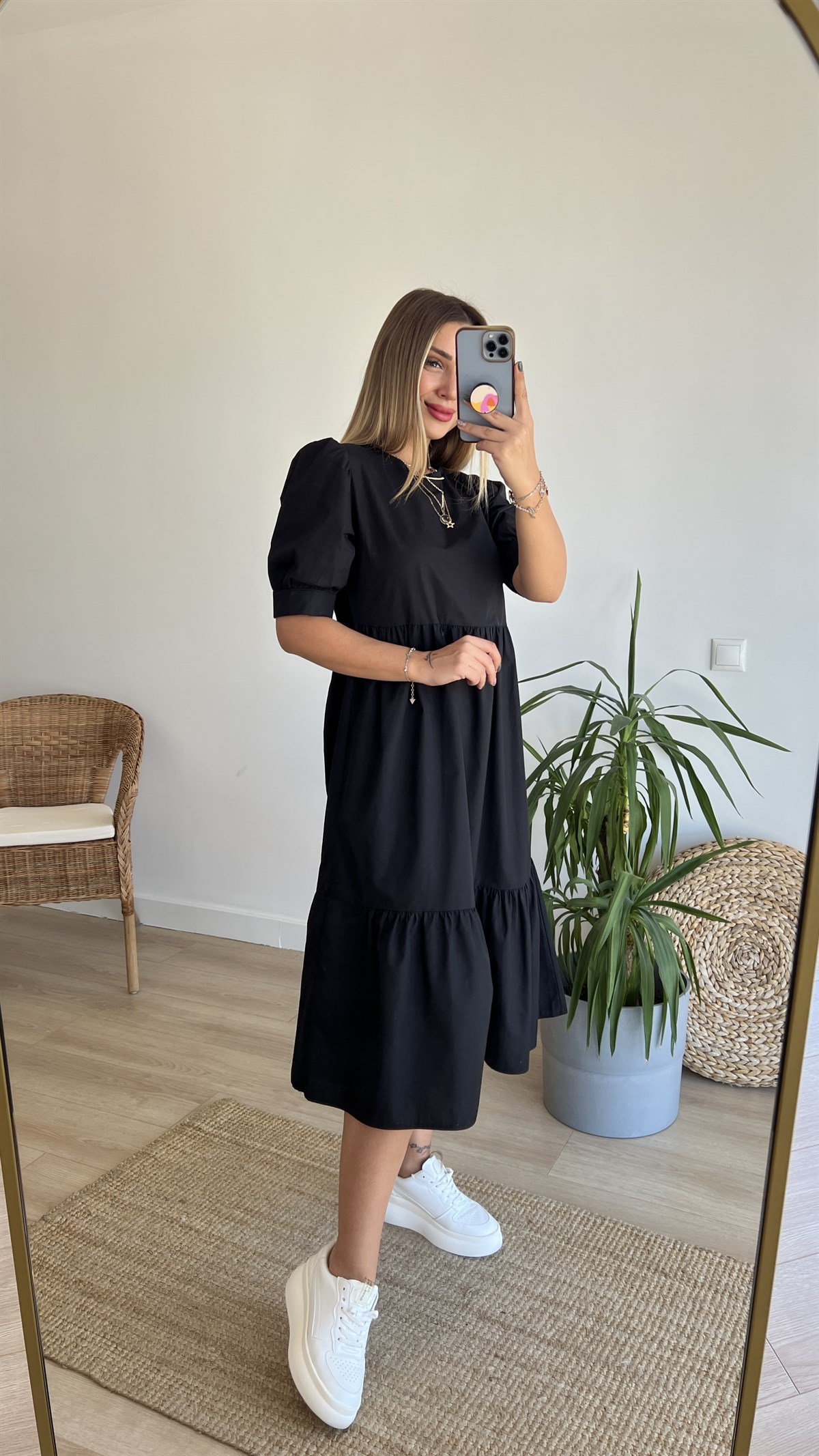 Bebe Siyah Poplin Elbise 