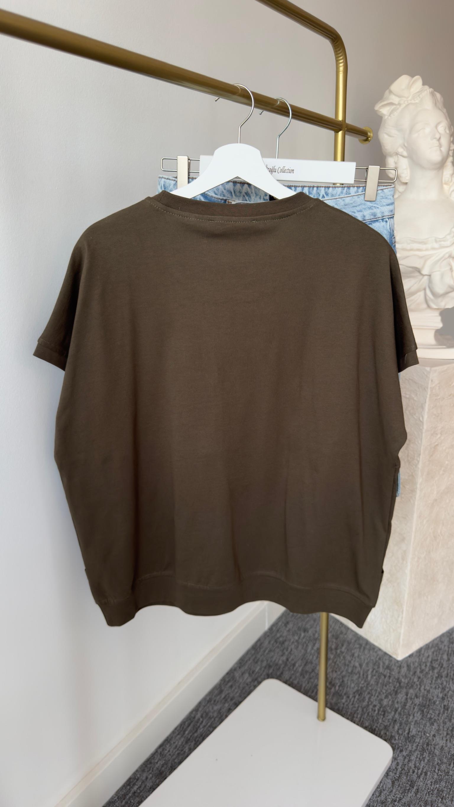 Kot Şeritli Haki Tshirt