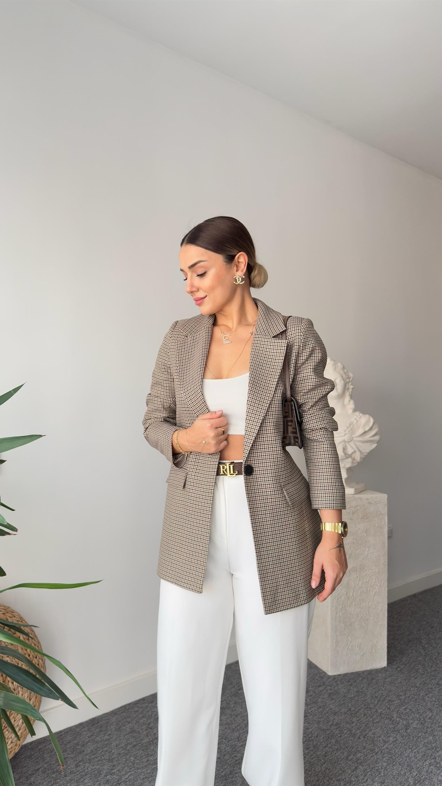 Lernin Orj Model Ekose Blazer Ceket