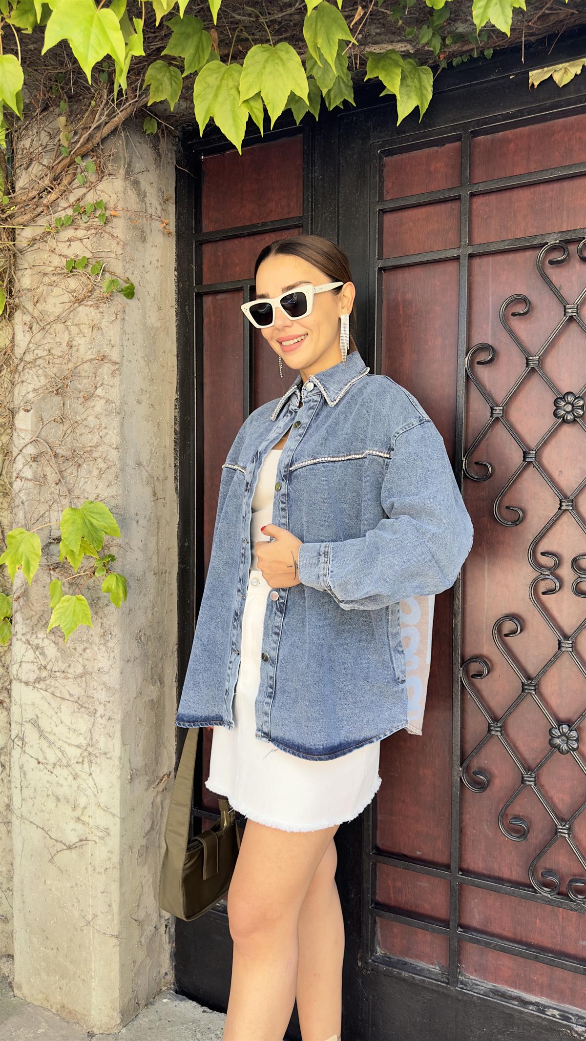 Desen Baskılı Orj Model Jean Ceket