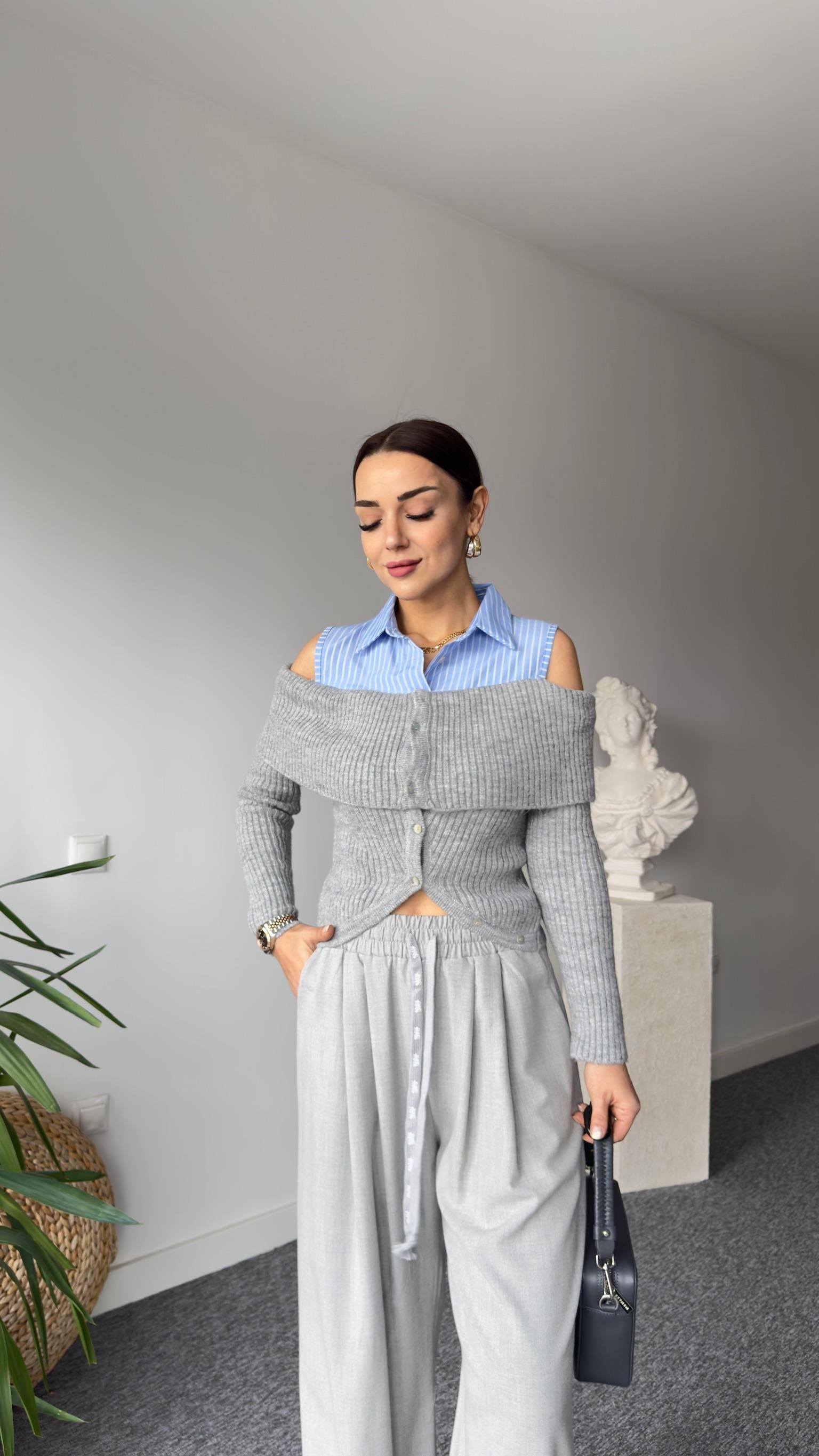 Lose Zra Model Gömlek Detay Triko Kazak