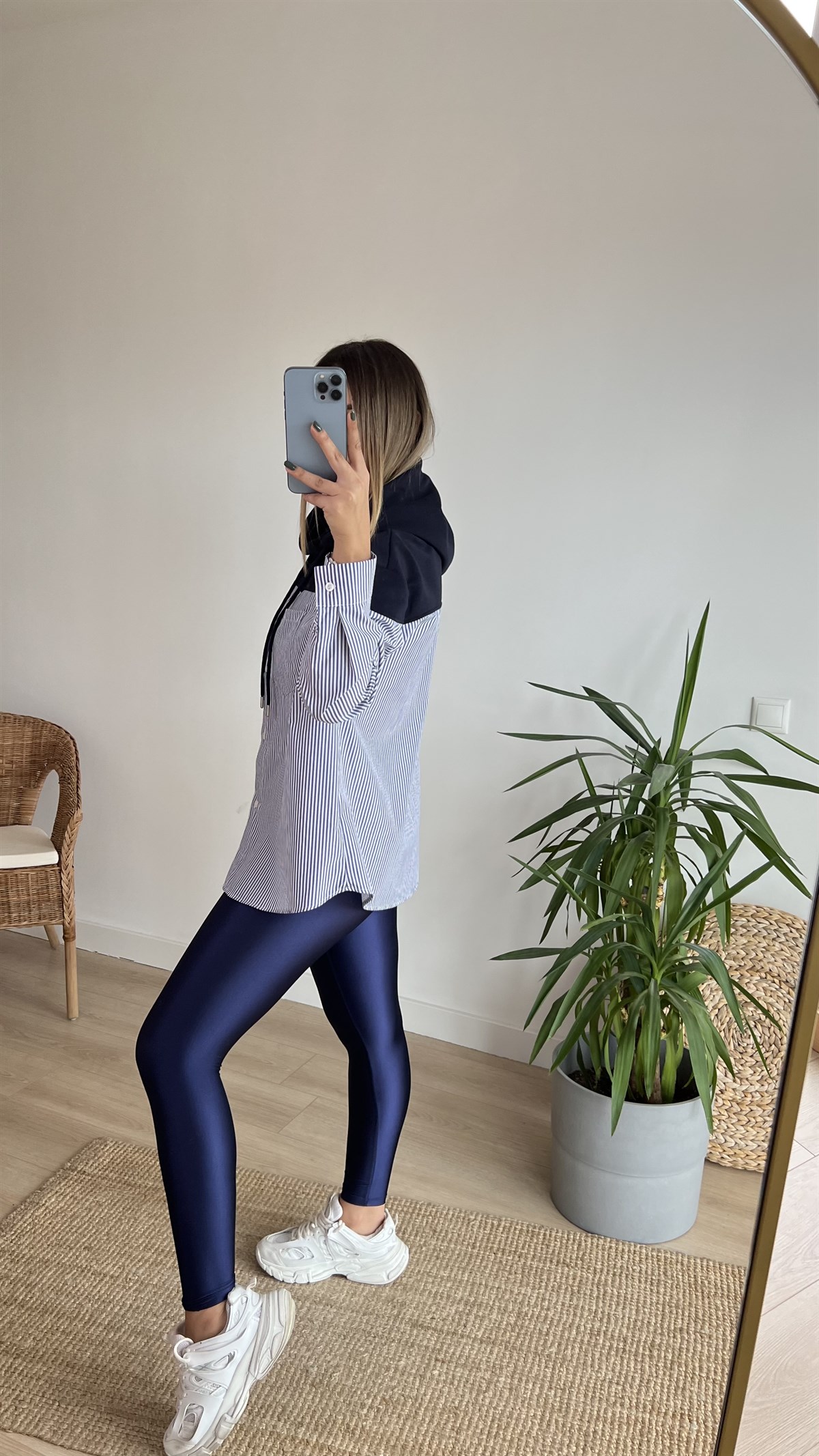 Lacivert  Gömlek Detaylı Sweatshirt 