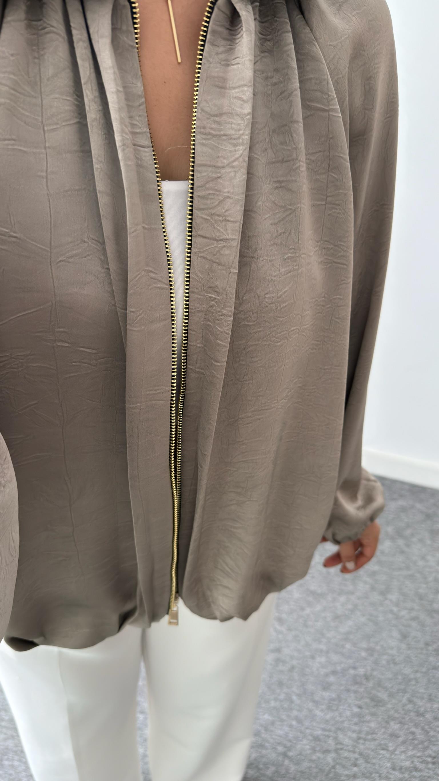 Haki Seru Zra Model Oversize Saten Ceket  