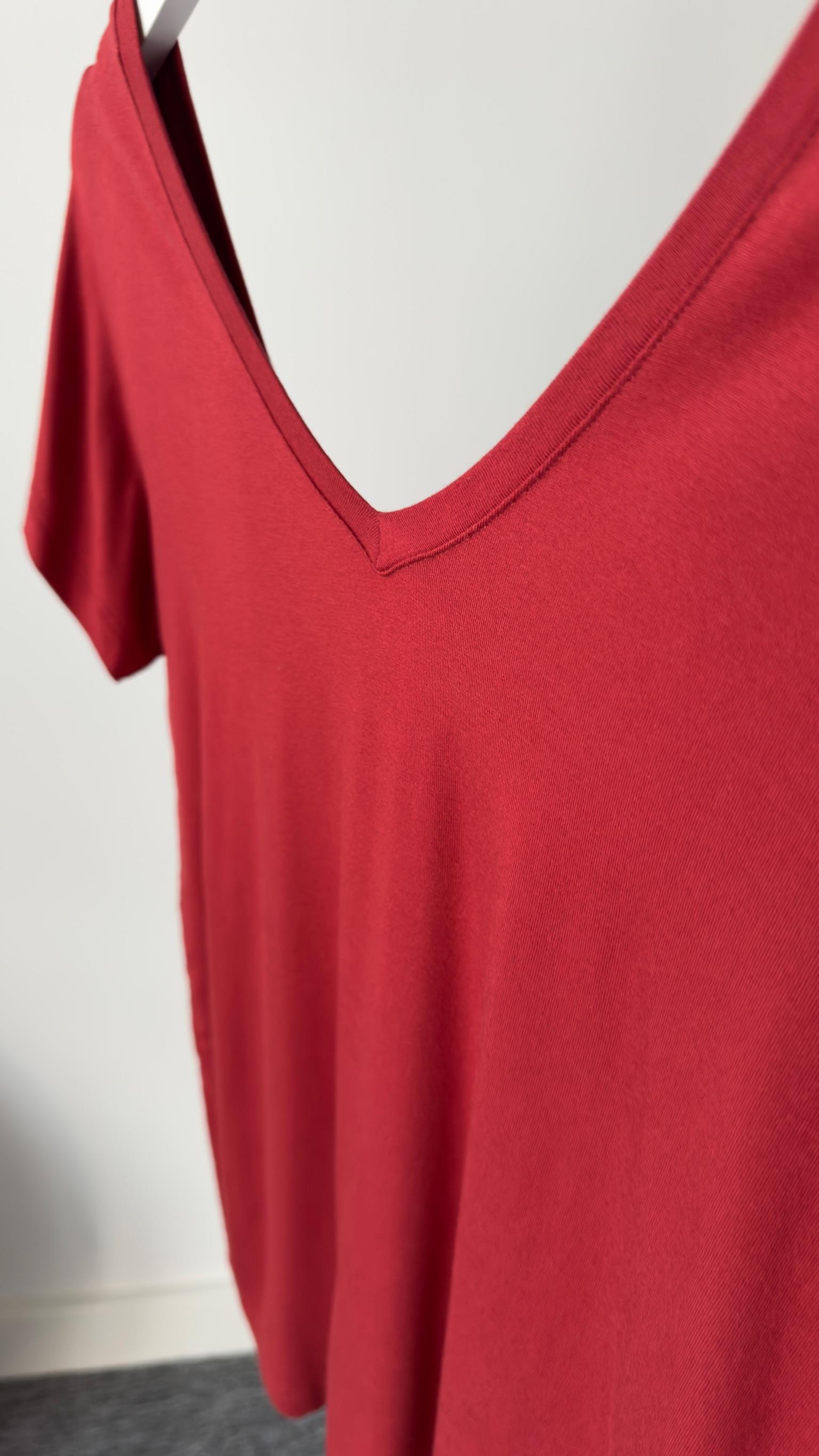 Ön Arka V Yaka Bordo Tshirt
