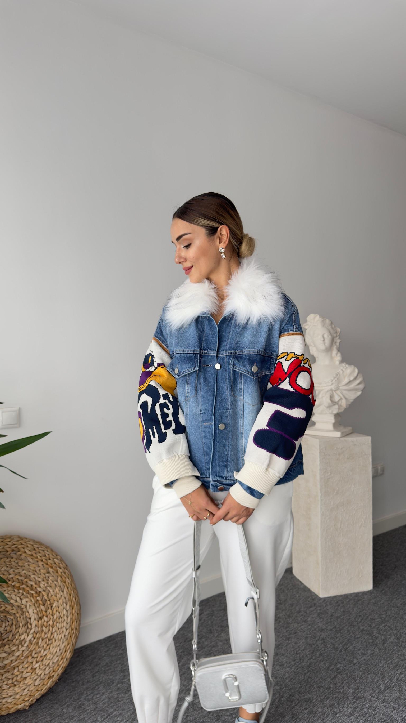 İçi Peluş Özel Üretim Denim Mont