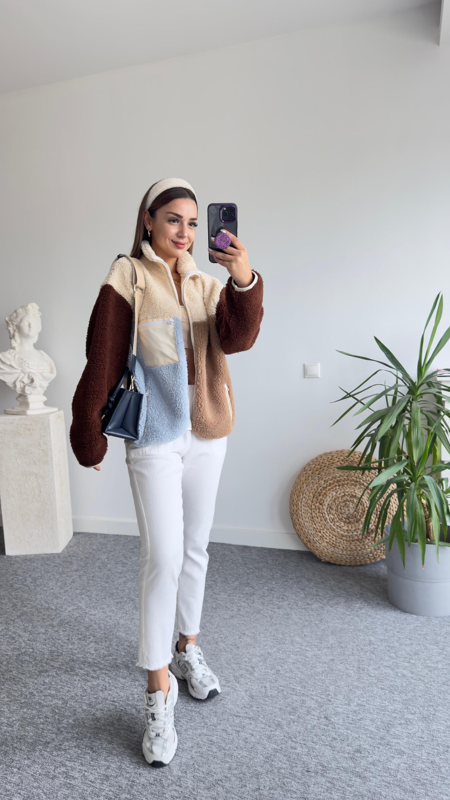Orj Marka Renk Geçişli Peluş Ceket