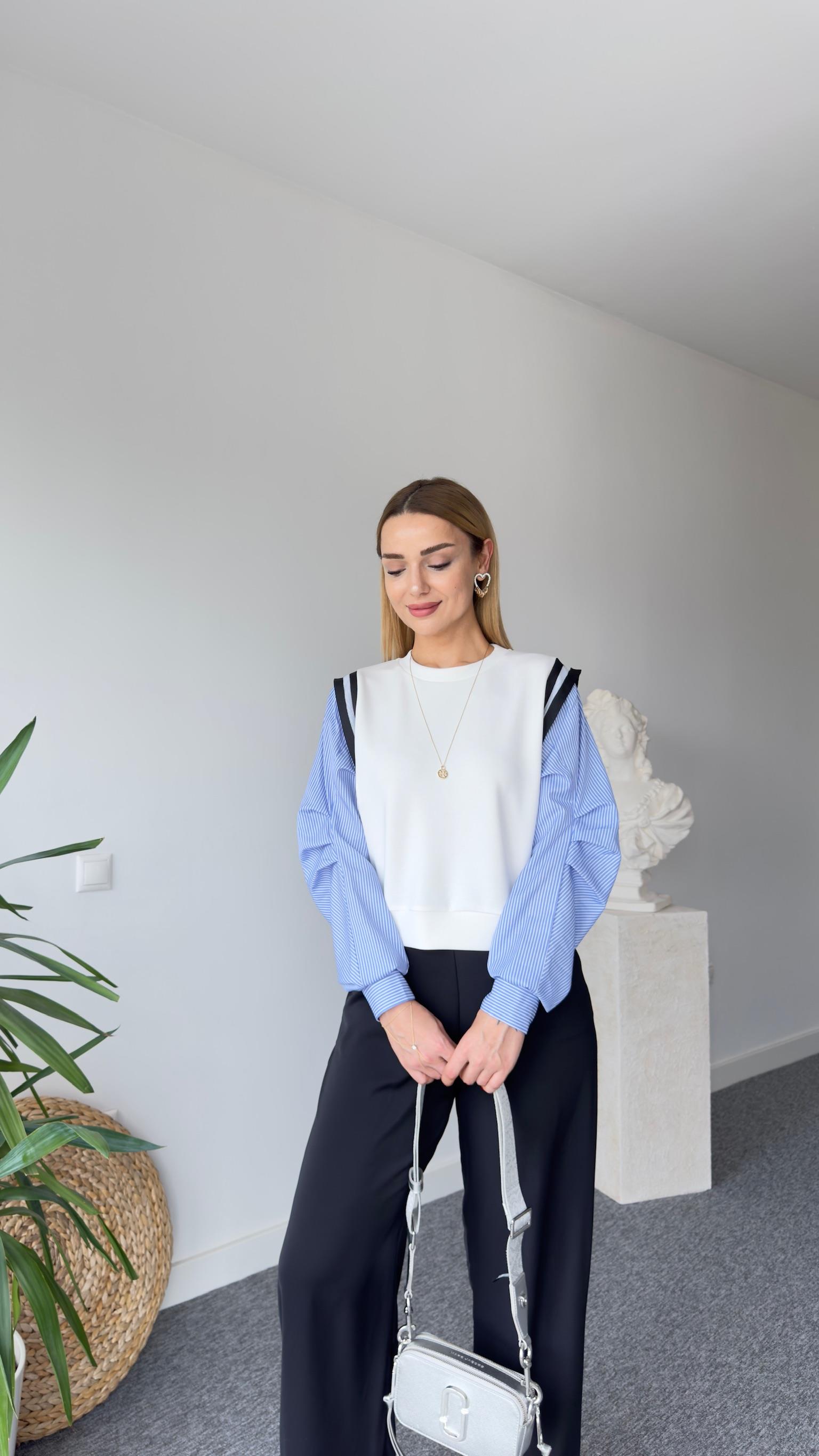 Pedre Kollar Gömlek Detay İnce Ekru Sweat