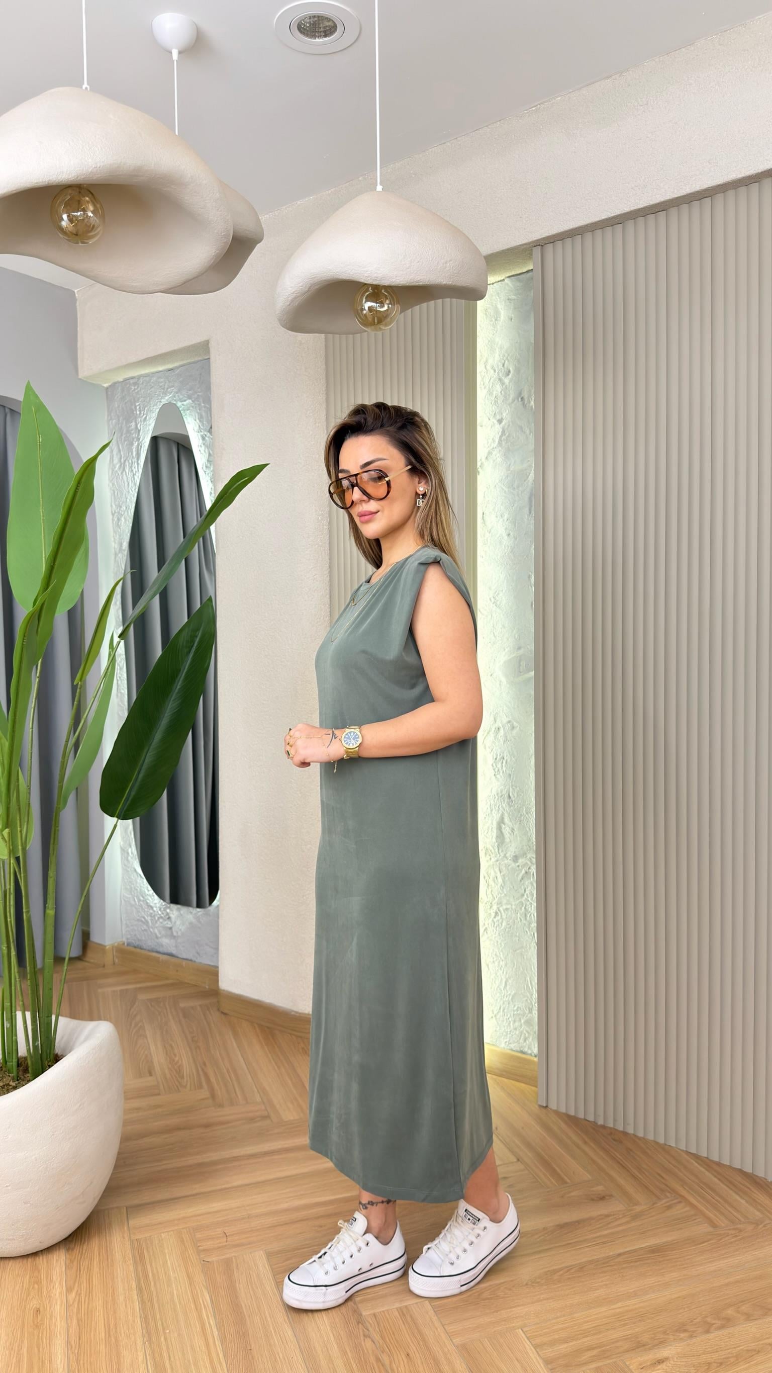 Yeşil Perity Modal Basic Elbise