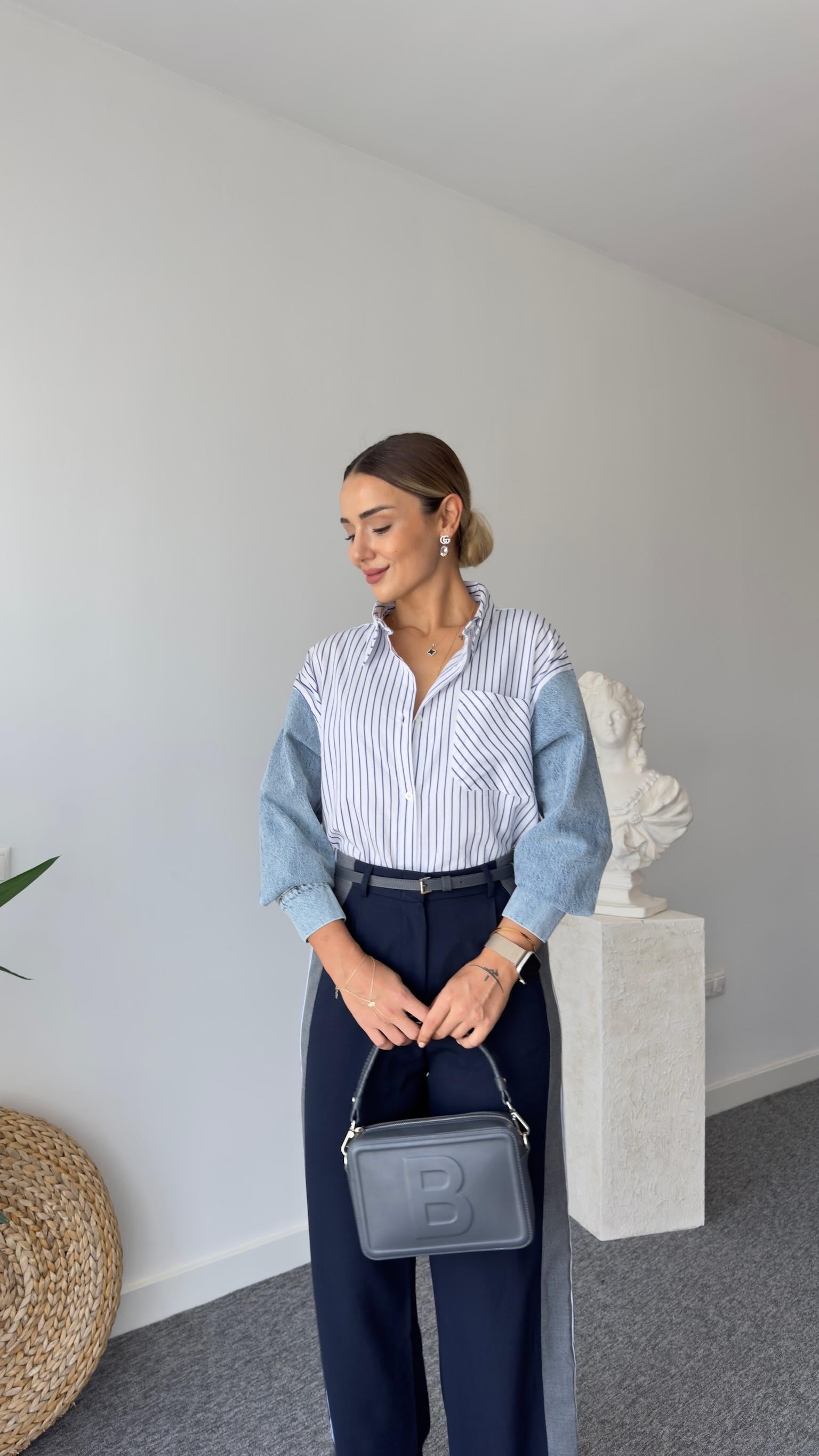 Stew Kollar Kotlu Çizgili Gömlek