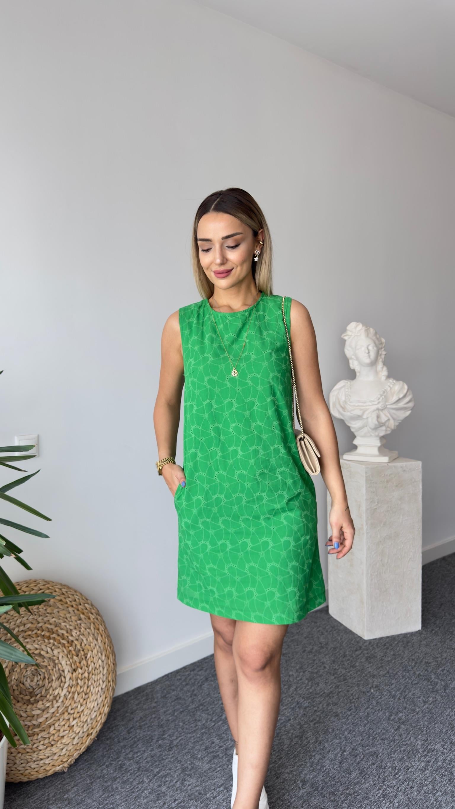 Pios Astarlı Yeşil Fisto Elbise 