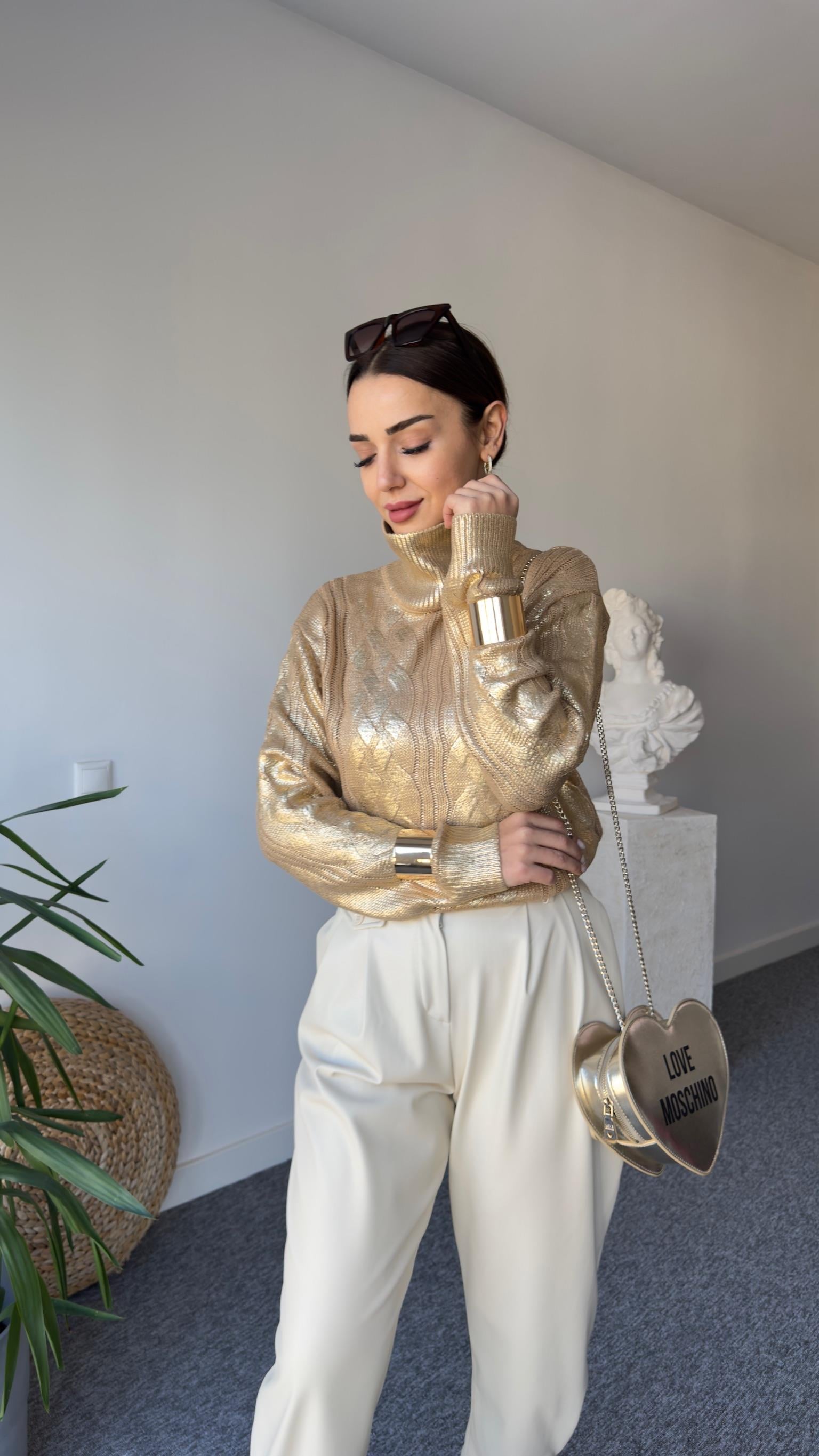 Zra Model Gold Varaklı Kazak