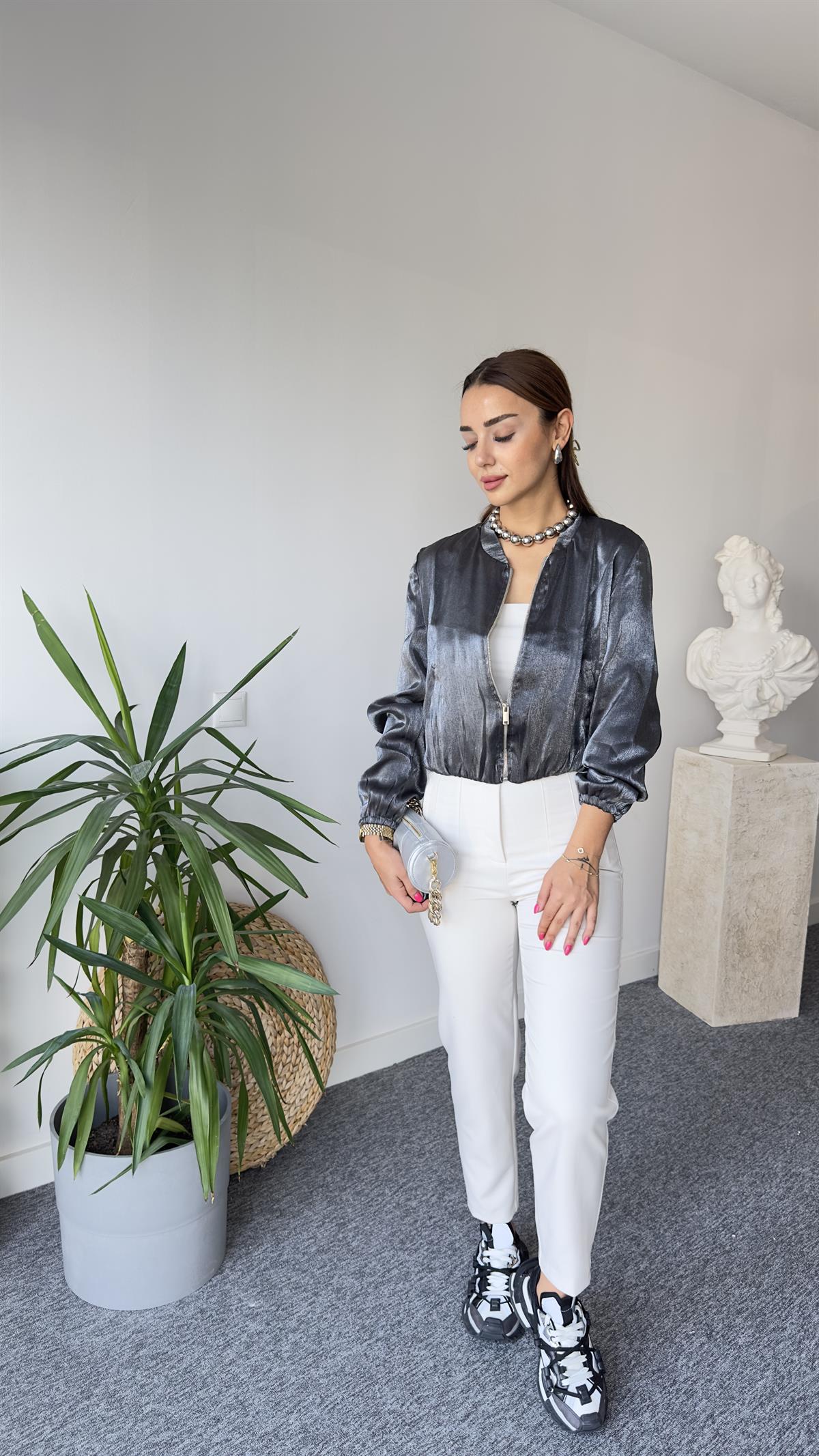 Zra Model Saten Folyo Baskı Ceket