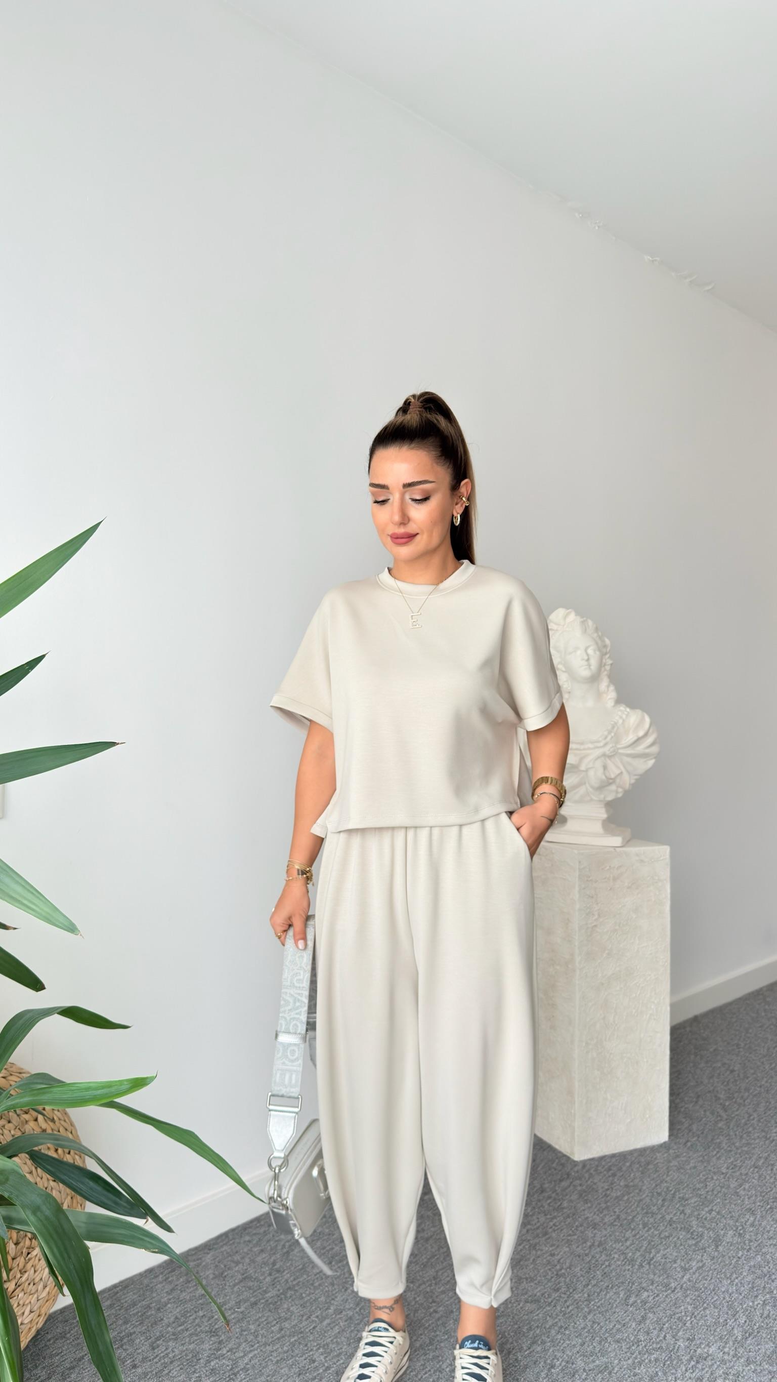 Premium Modal Taş Şalvar Pantolon Takım