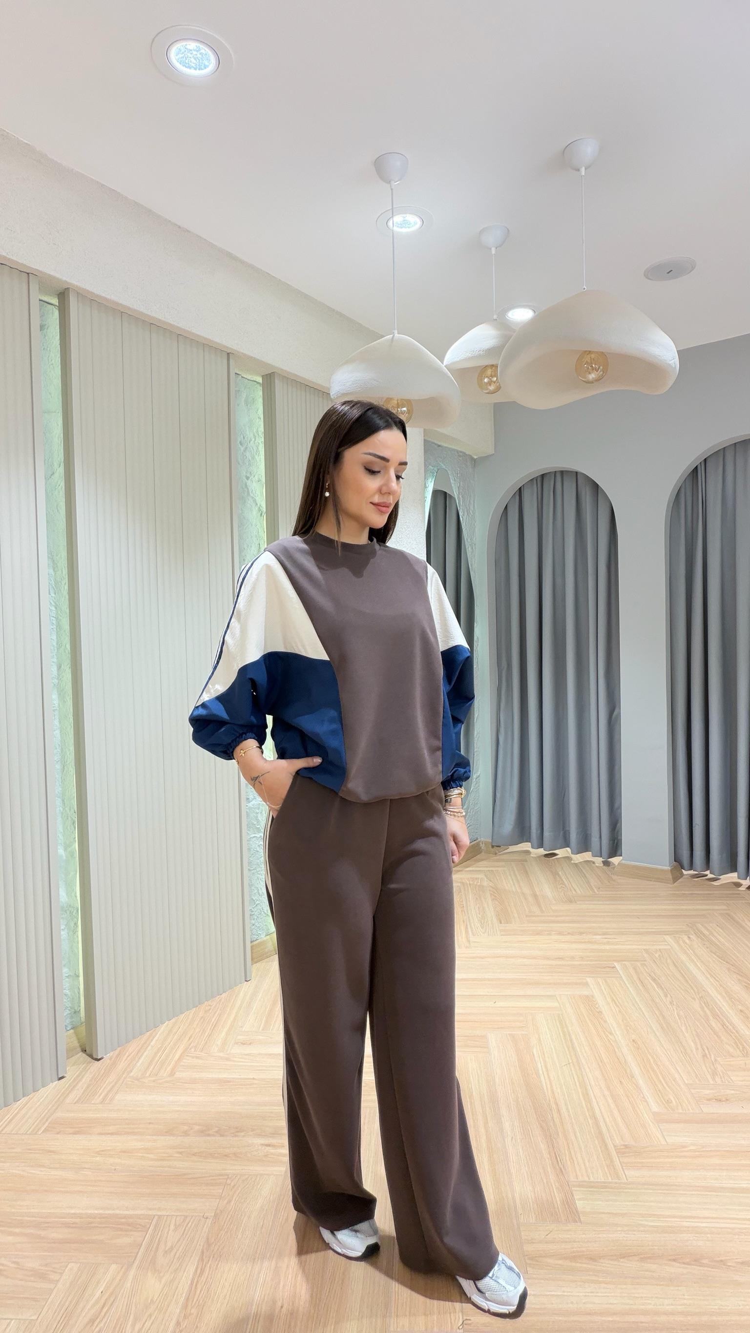 Kahve Color Blok Mix Tasarım Takım