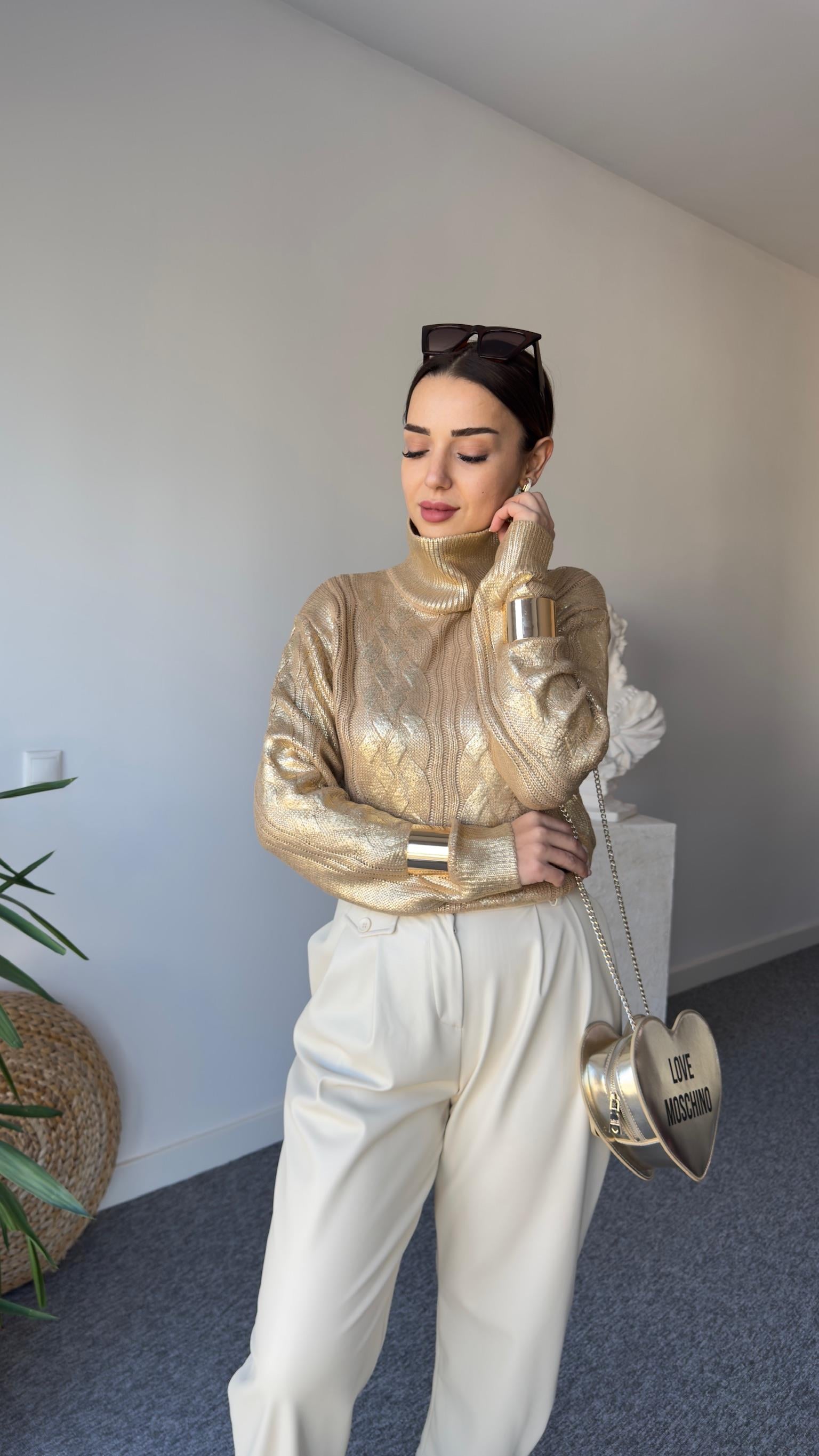 Zra Model Gold Varaklı Kazak