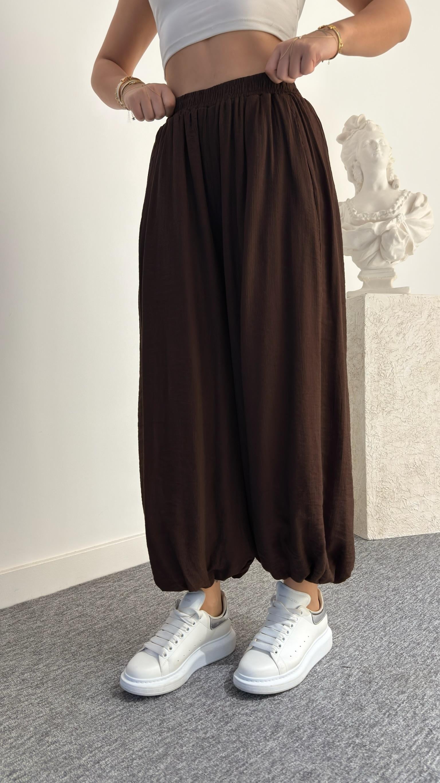 Kahve Rangis Şalvar Model Pantolon