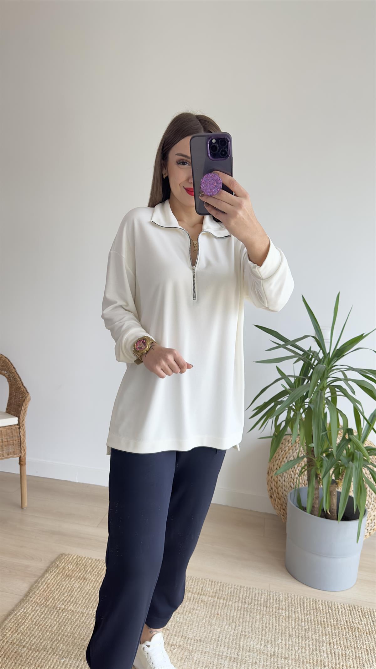 Fermuarlı Mevsimlik Modal Sweat