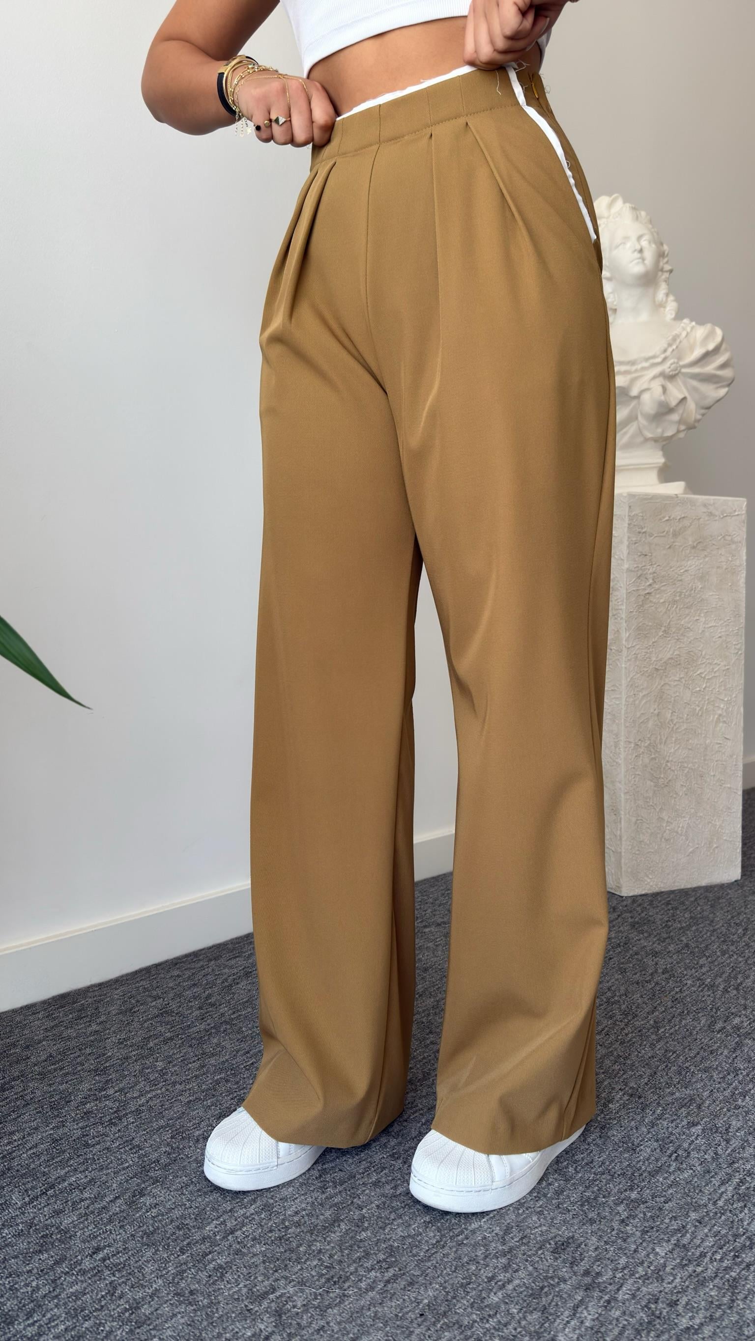 Camel Ratto Beyaz Renk Geçişli Pantolon