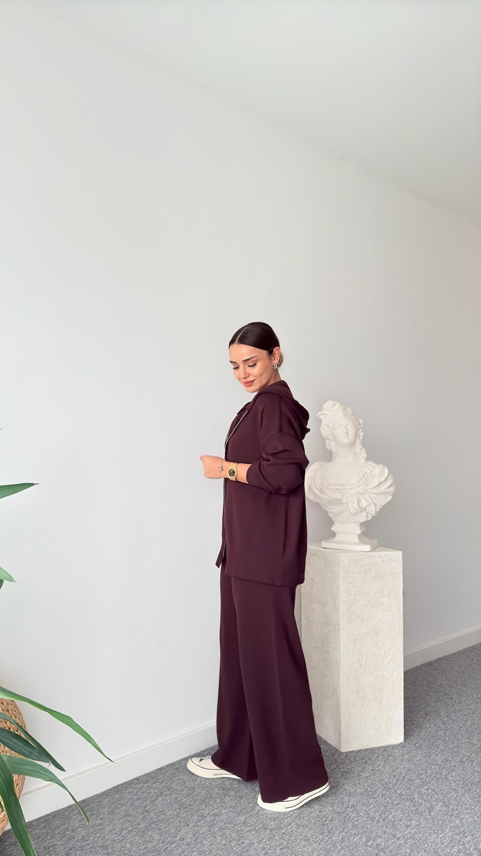 Bordo Çift Fermuarlı Oys Model Takım