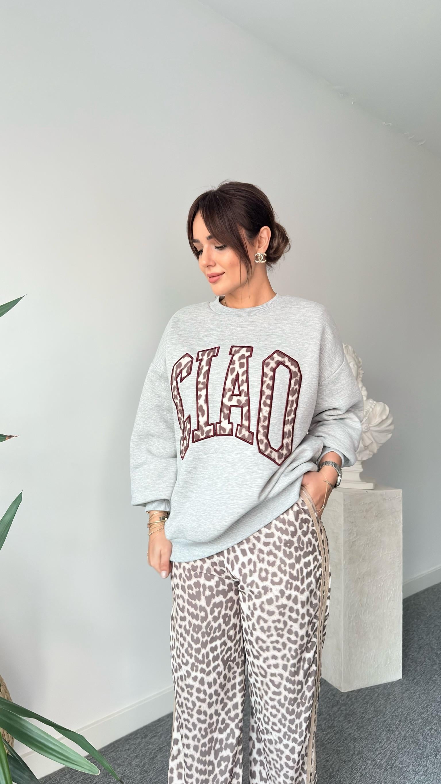 Cıao Leopar Nakışlı Sweatshirt