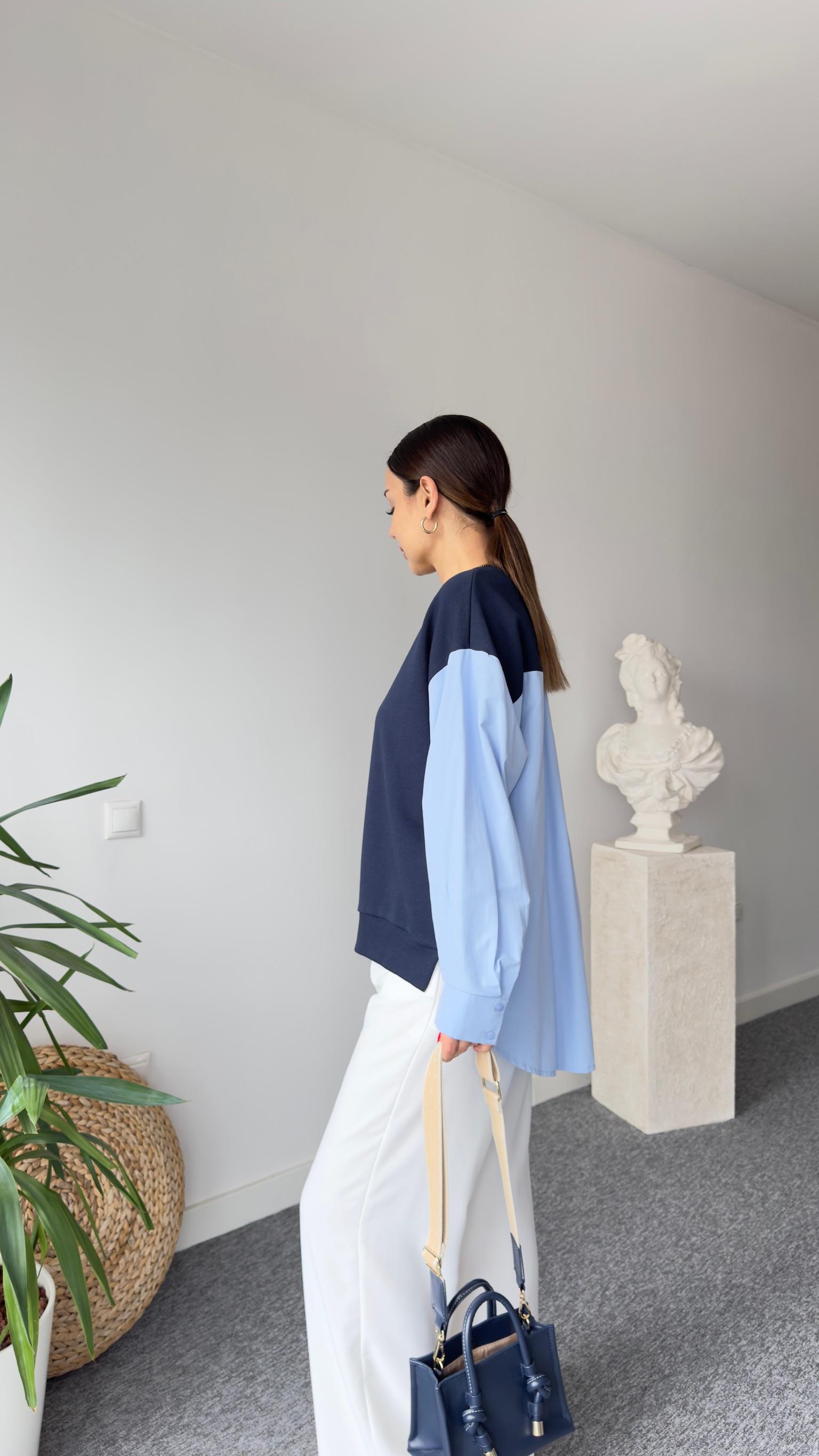 Mandy Sırt Poplin Lacivert Sweatshirt