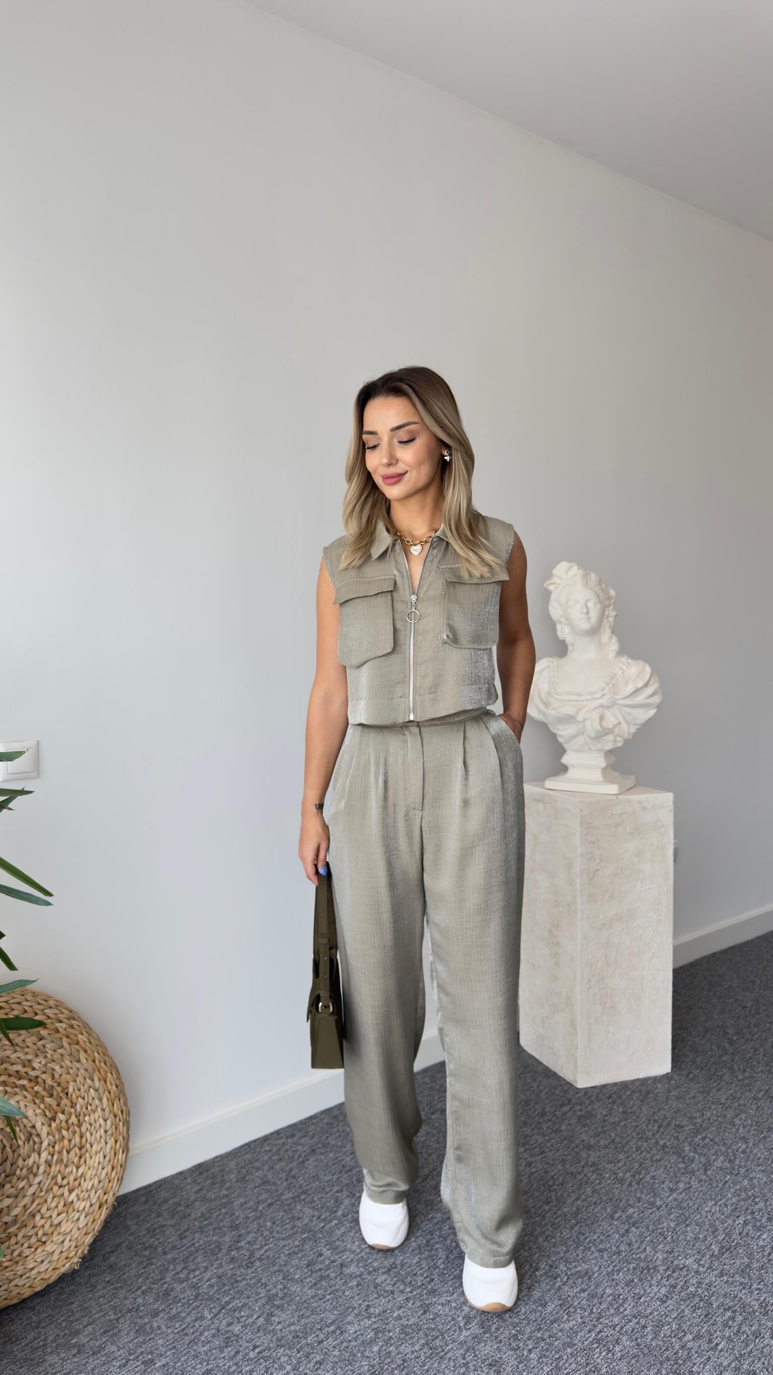 Gjen Fermuarlı Haki İkili Takım  