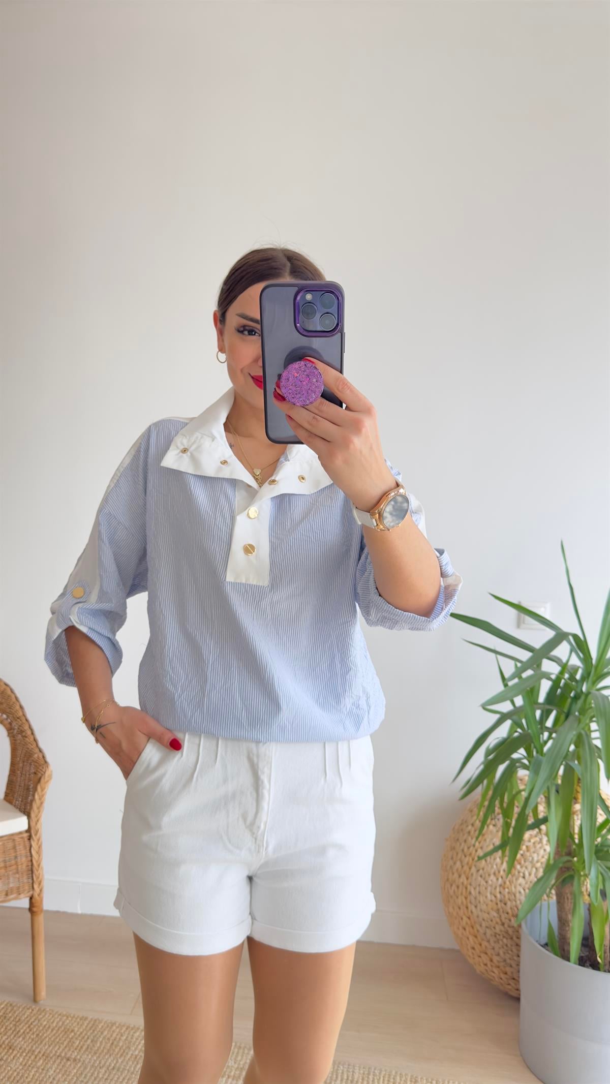 Berta Çizgili Poplin Gömlek