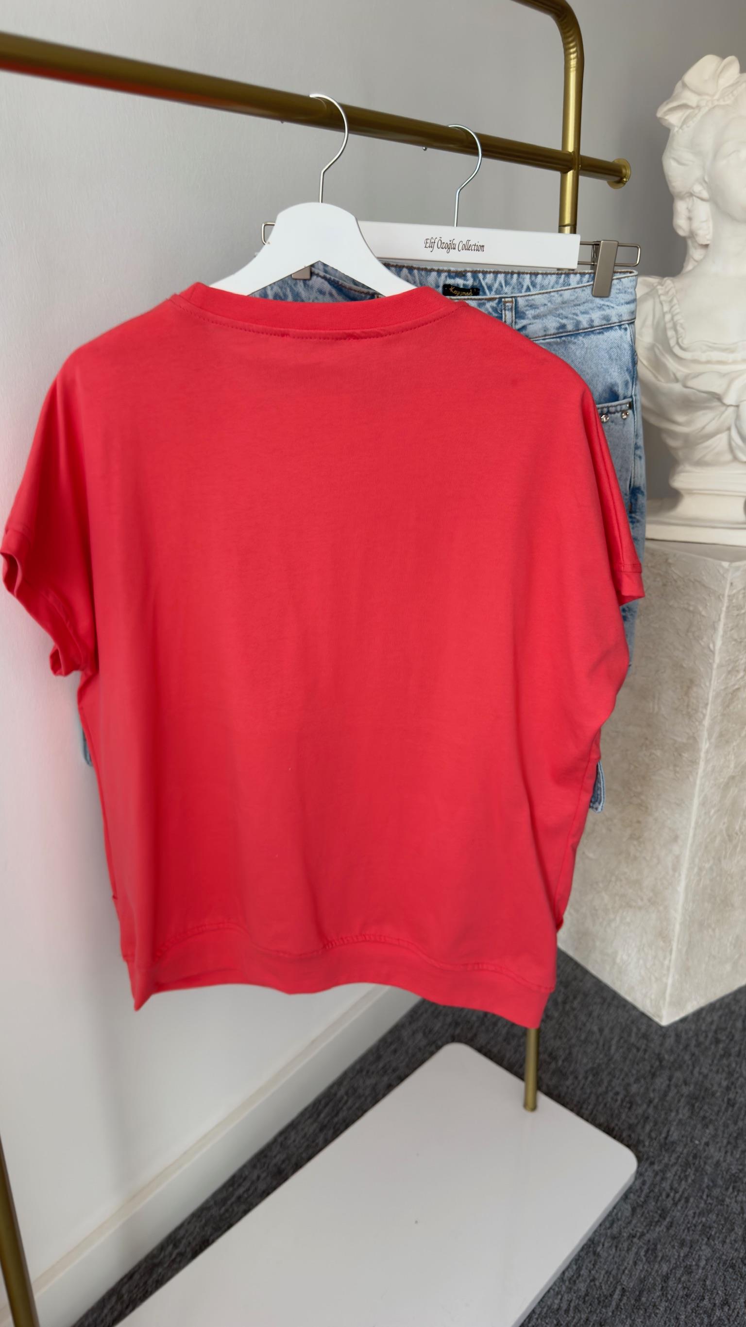 Kot Şeritli Pembe Tshirt
