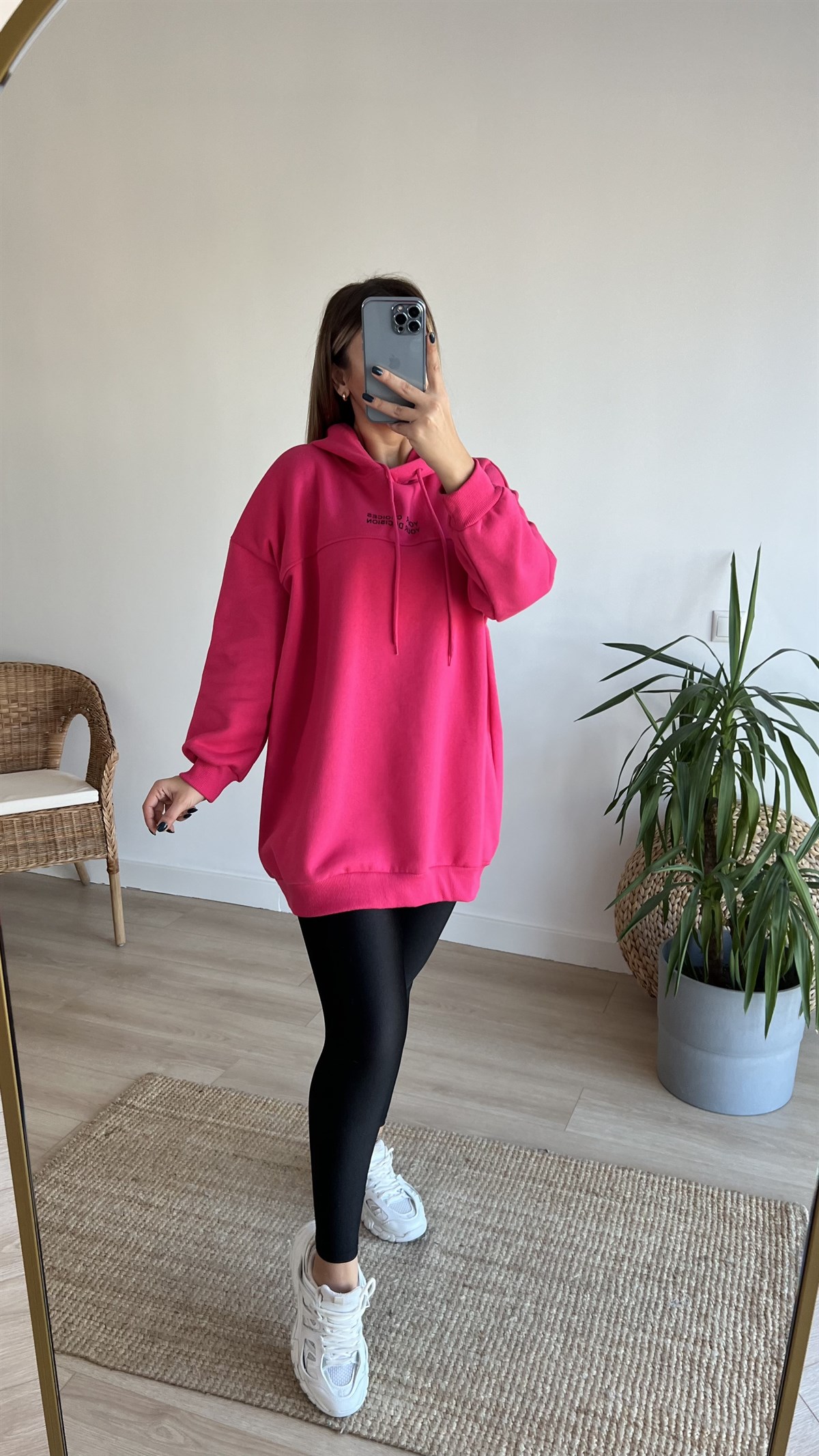 Sırtı Destıny Yazı Detaylı Pembe Sweat