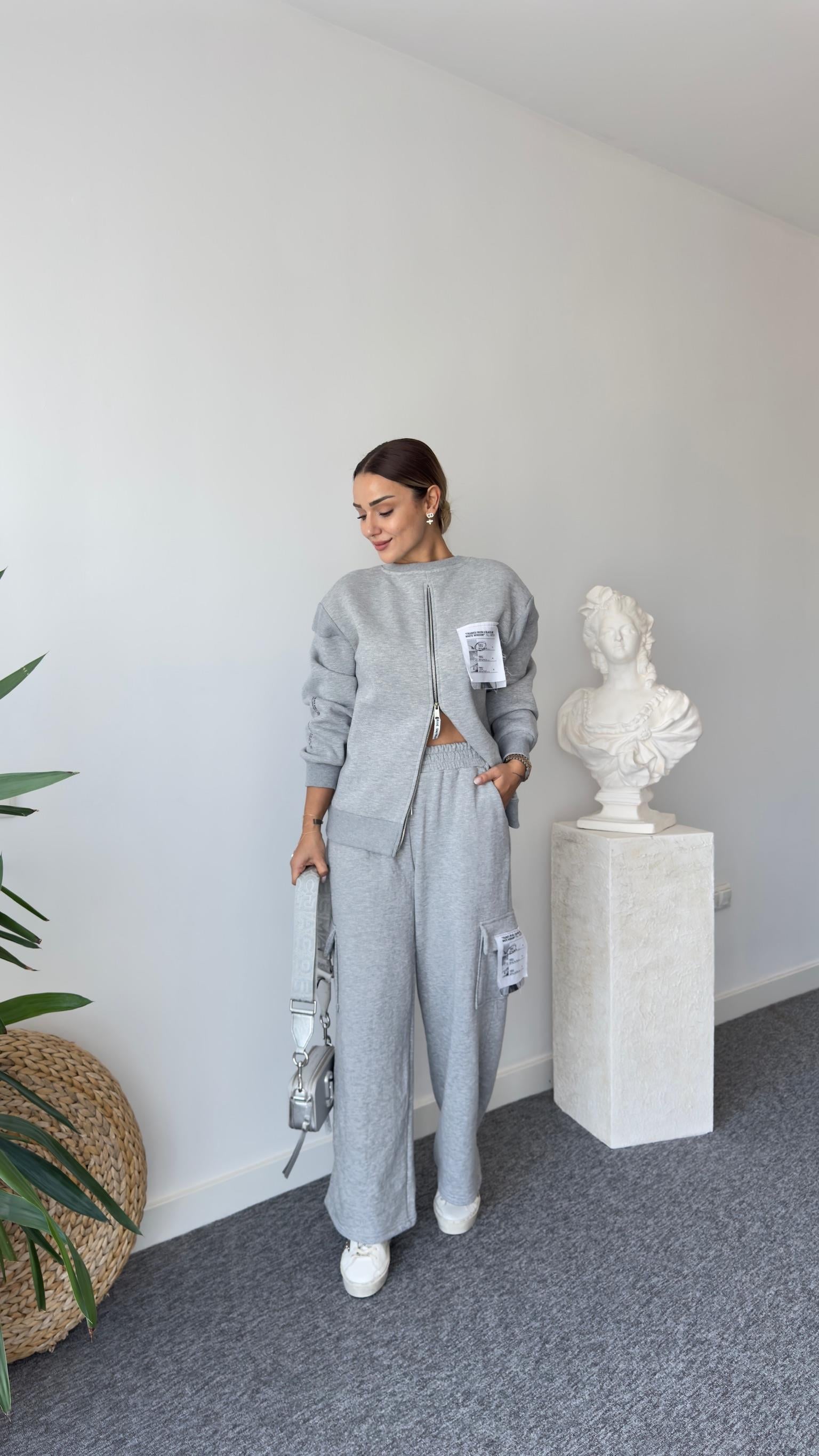 Bracha Etiket Ve Baskılı Gri Sweat