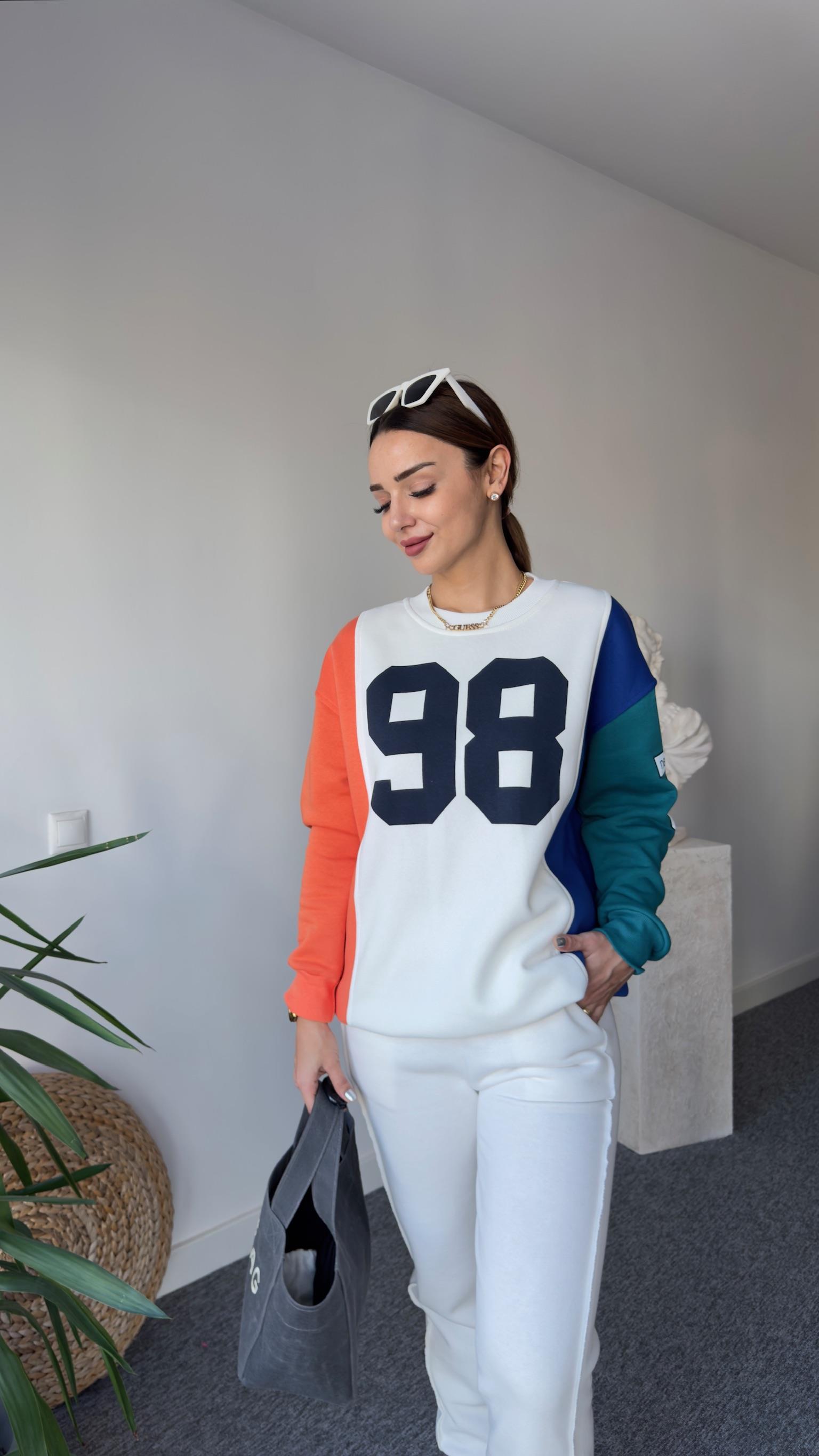 98 Baskılı Renkli Sweatshirt 