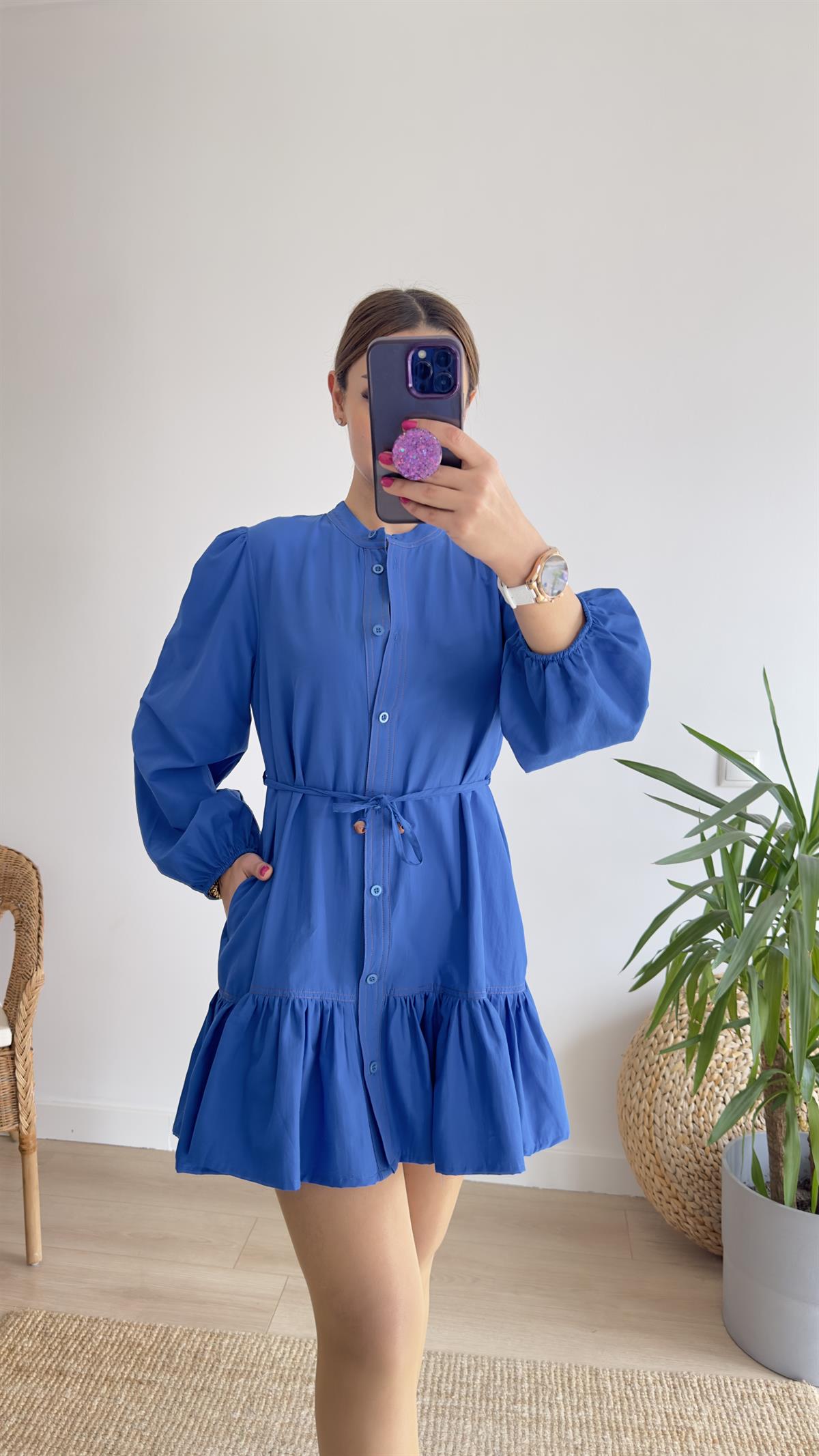 Luci Zra Model Mavi Poplin Elbise 